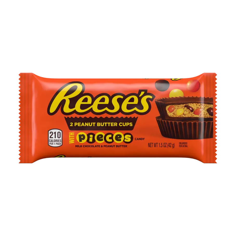 REESE'S STUFFED WITH PIECES Milk Chocolate Peanut Butter Cups, 1.5 oz - Front of Package