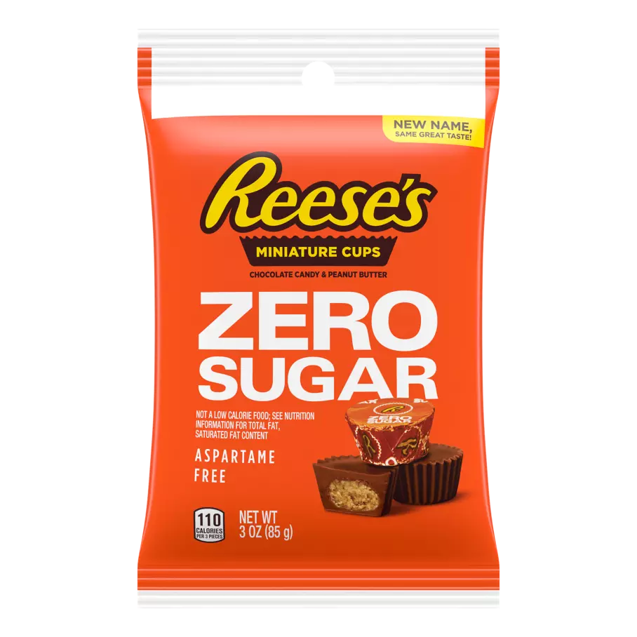 REESE'S Zero Sugar Miniatures Chocolate Candy Peanut Butter Cups, 3 oz bag - Front of Package