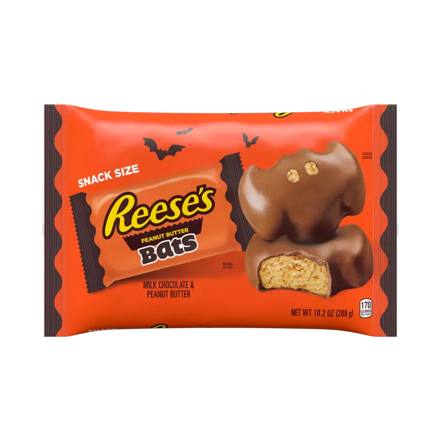 REESE'S Milk Chocolate Peanut Butter Snack Size Bats, 10.2 oz bag - Front of Package