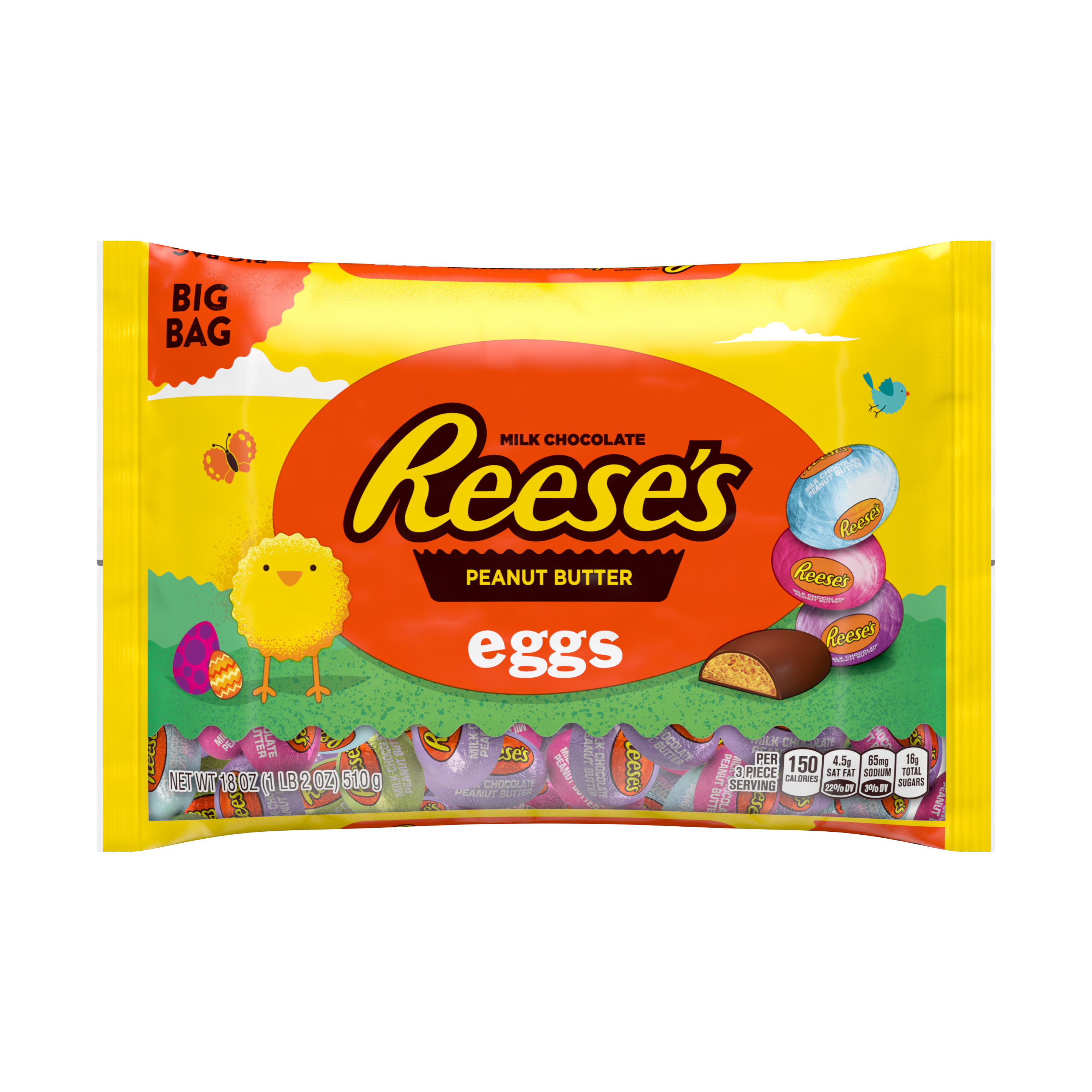 REESE'S Milk Chocolate Peanut Butter Eggs, 18 oz big bag - Front of Package