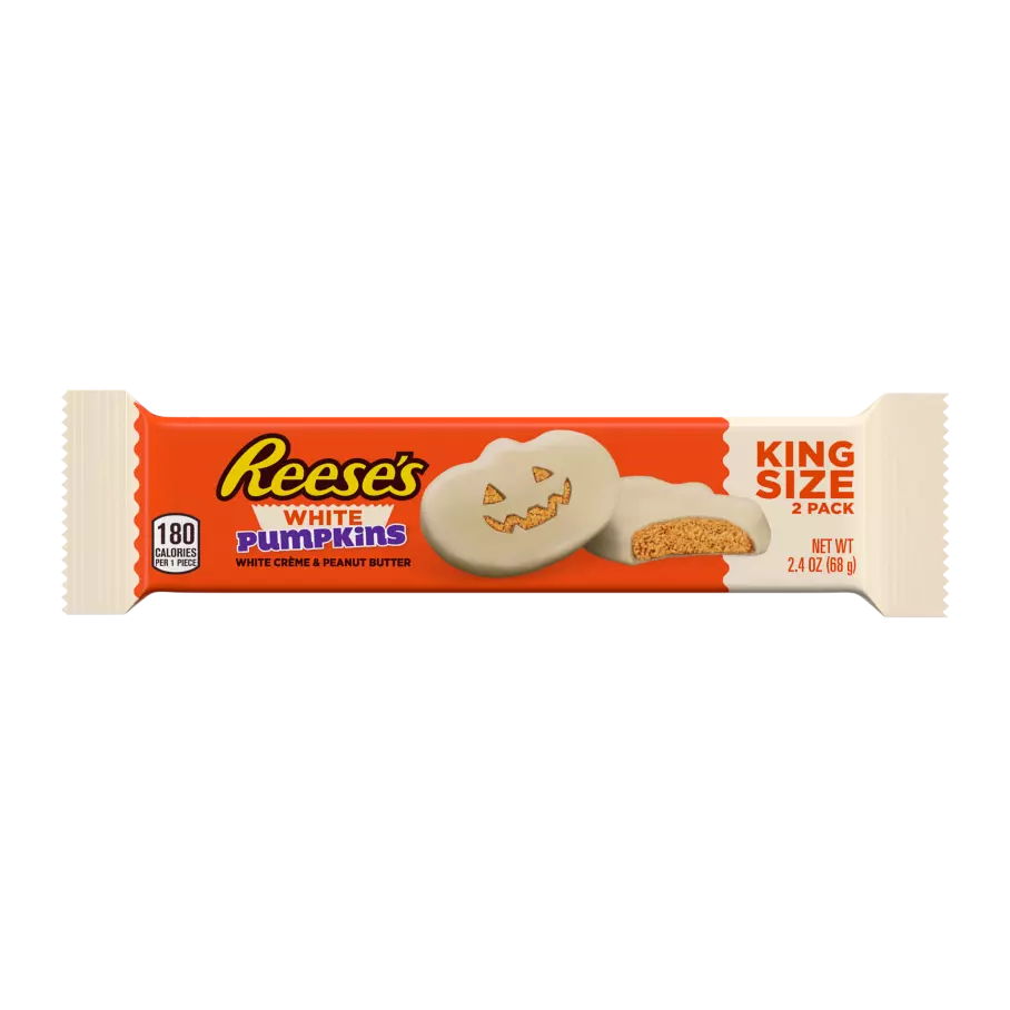 REESE'S White Creme Peanut Butter King Size Pumpkins, 2.4 oz- Front of Package