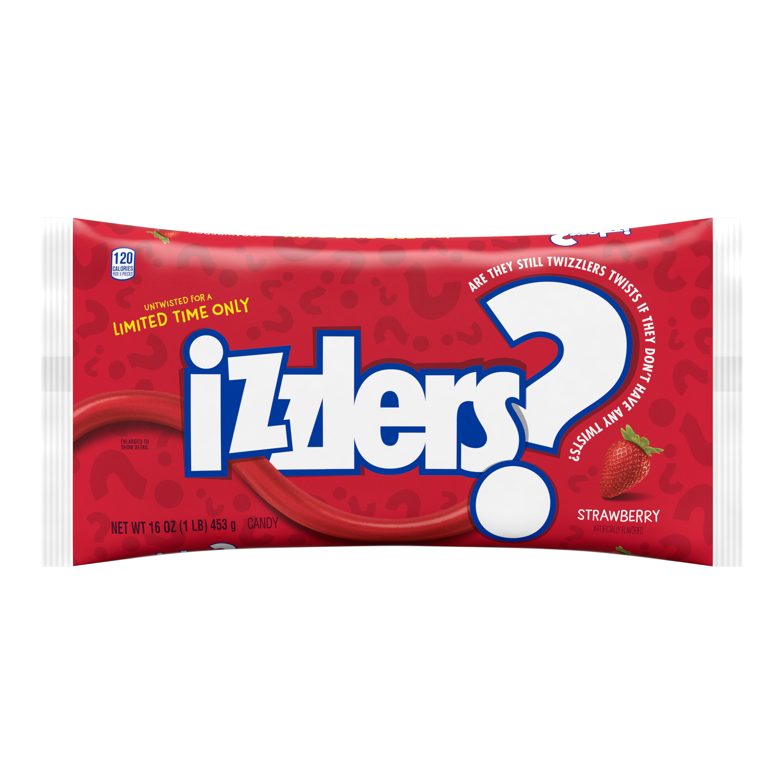 TWIZZLERS iZZLERS Untwisted Strawberry Flavored Candy, 16 oz bag - Front of Package