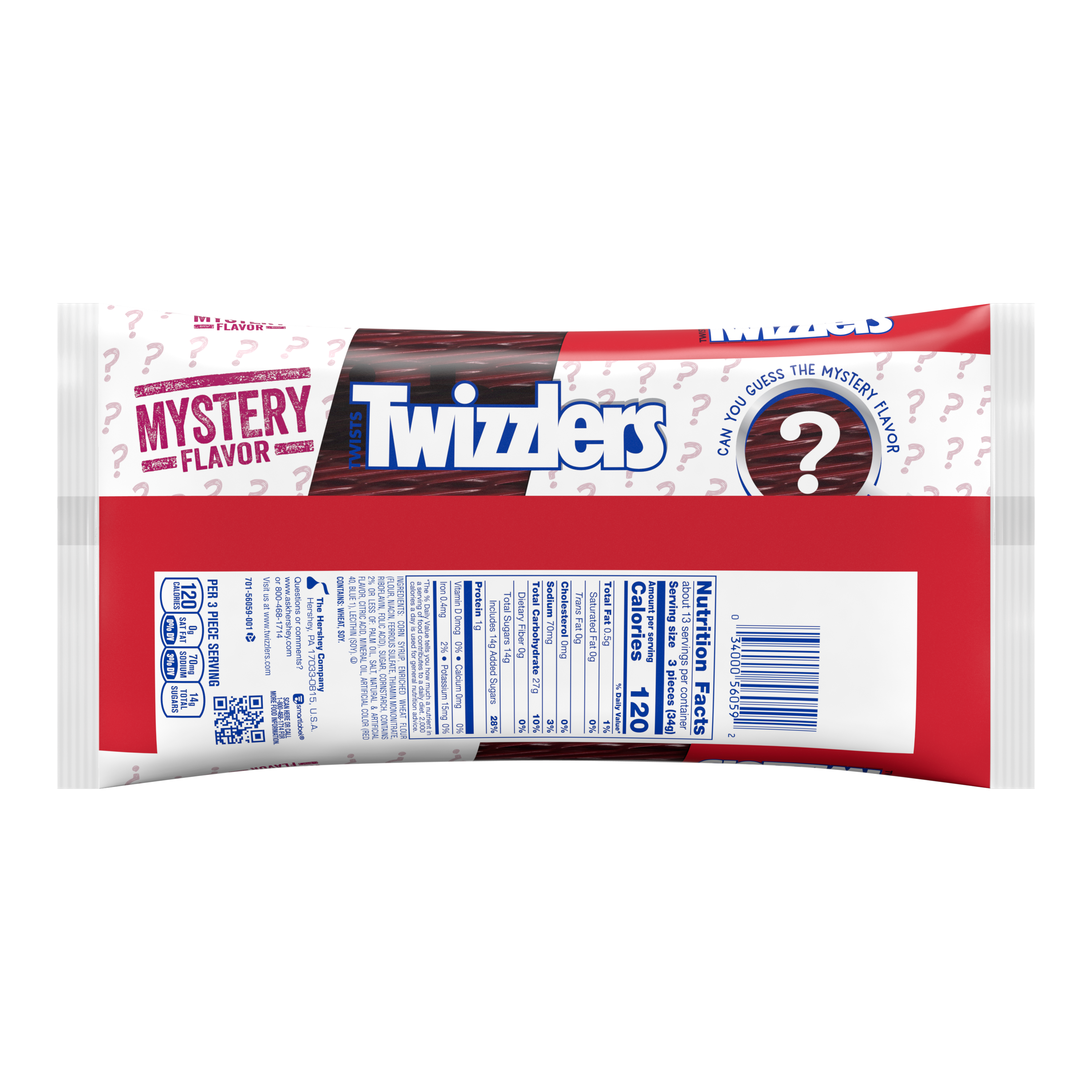 TWIZZLERS Twists Mystery Flavor Candy, 16 oz bag - Back of Package