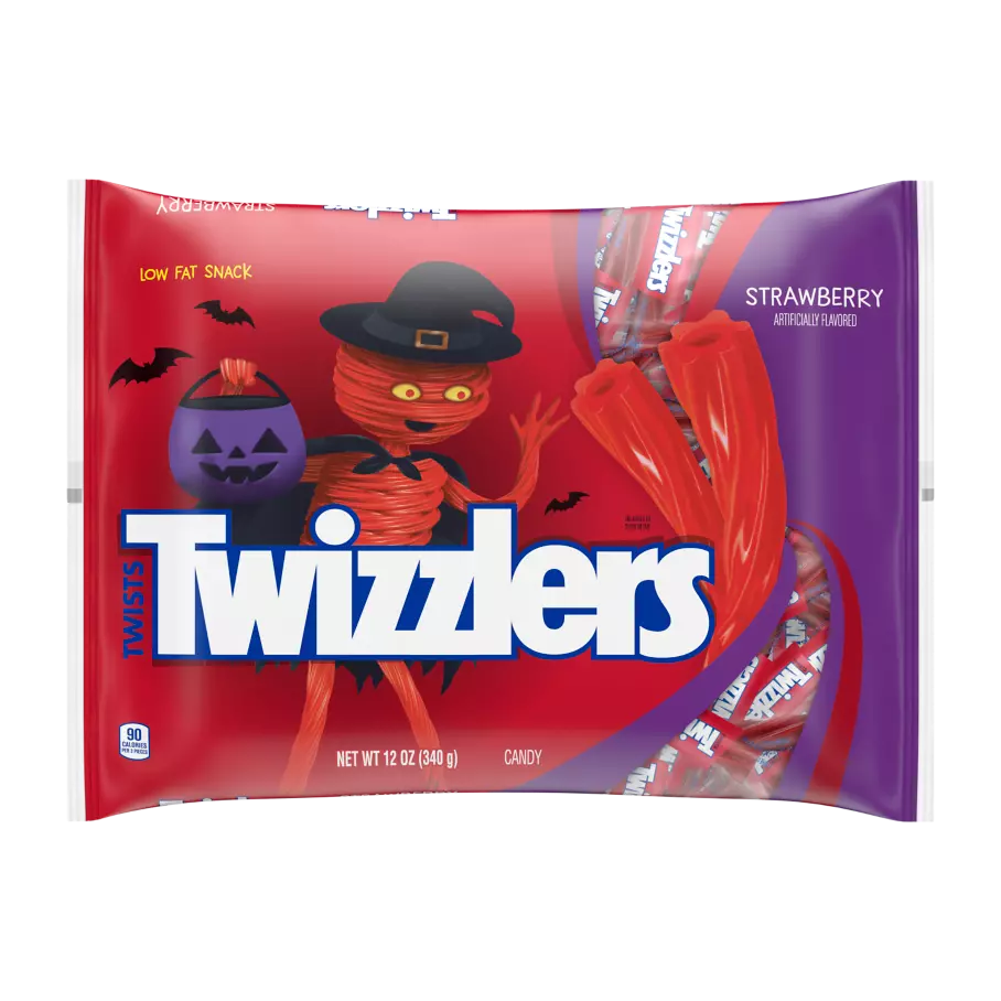 TWIZZLERS Halloween Twists Strawberry Flavored Snack Size Candy, 12 oz bag - Front of Package