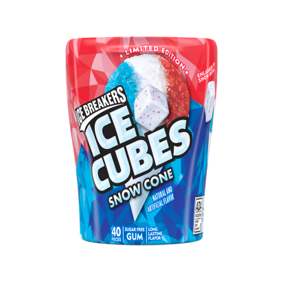 ICE BREAKERS ICE CUBES Snow Cone Sugar Free Gum, 3.24 oz bottle