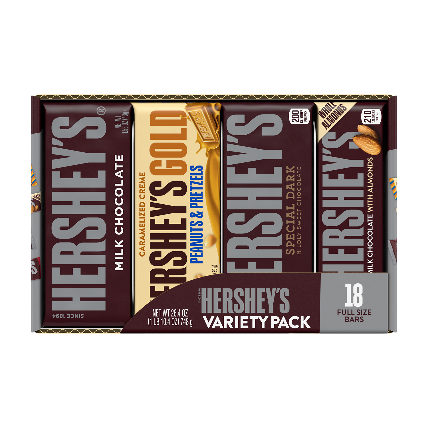 HERSHEY'S Variety Pack Candy Bars, 26.4 oz box, 18 count