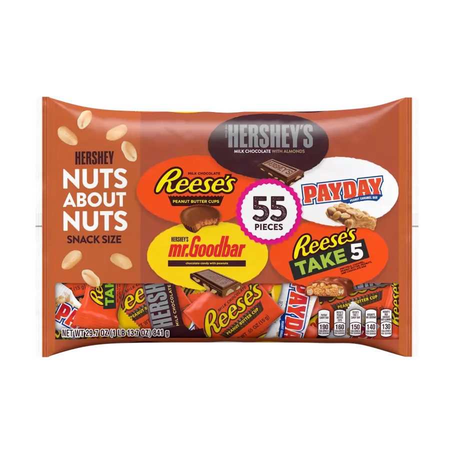 Hershey Nut Lovers Halloween Snack Size Assortment, 29.7 oz bag, 55 pieces - Front of Package