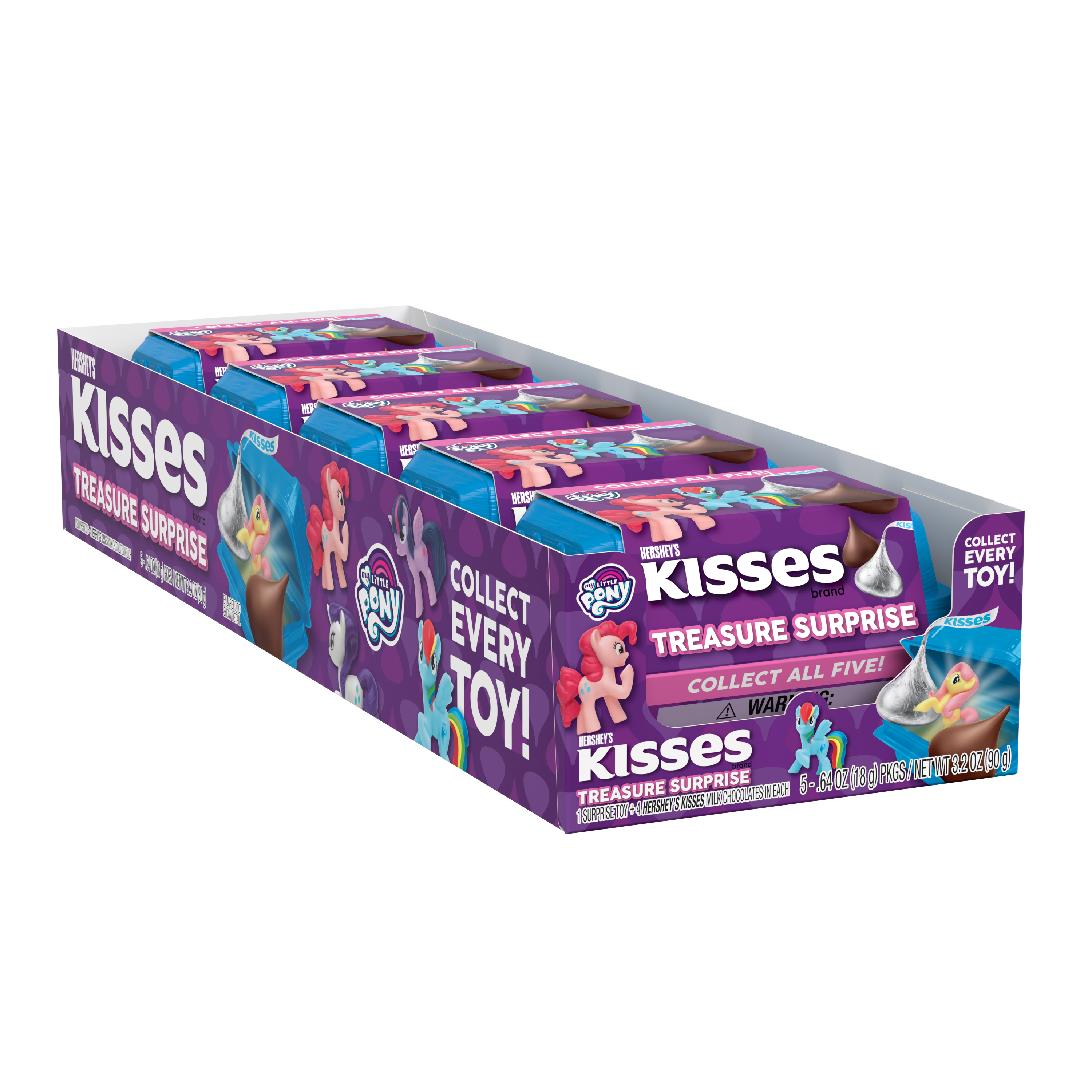 HERSHEY'S KISSES My Little Pony Milk Chocolate Treasure Surprise, 3.2 oz box, 5 pack - Left Side of Package