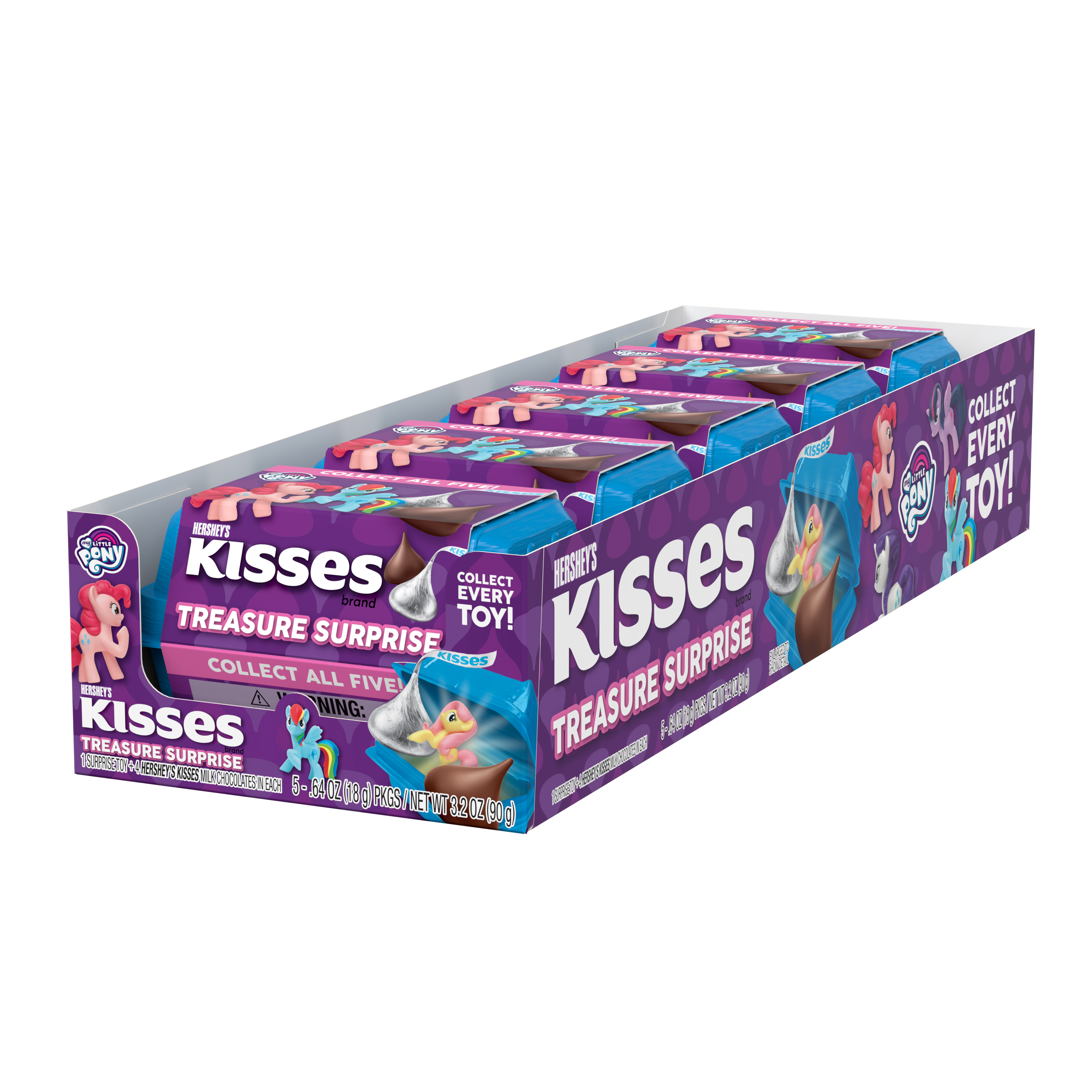 HERSHEY'S KISSES My Little Pony Milk Chocolate Treasure Surprise, 3.2 oz box, 5 pack - Right Side of Package