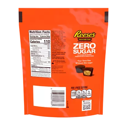 Reeses Zero Sugar Miniatures Chocolate Candy Peanut Butter Cups 51 Oz Bag