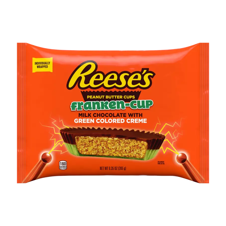 REESE'S Franken-Cup Milk Chocolate Peanut Butter Cups, 9.35 oz bag - Front of Package