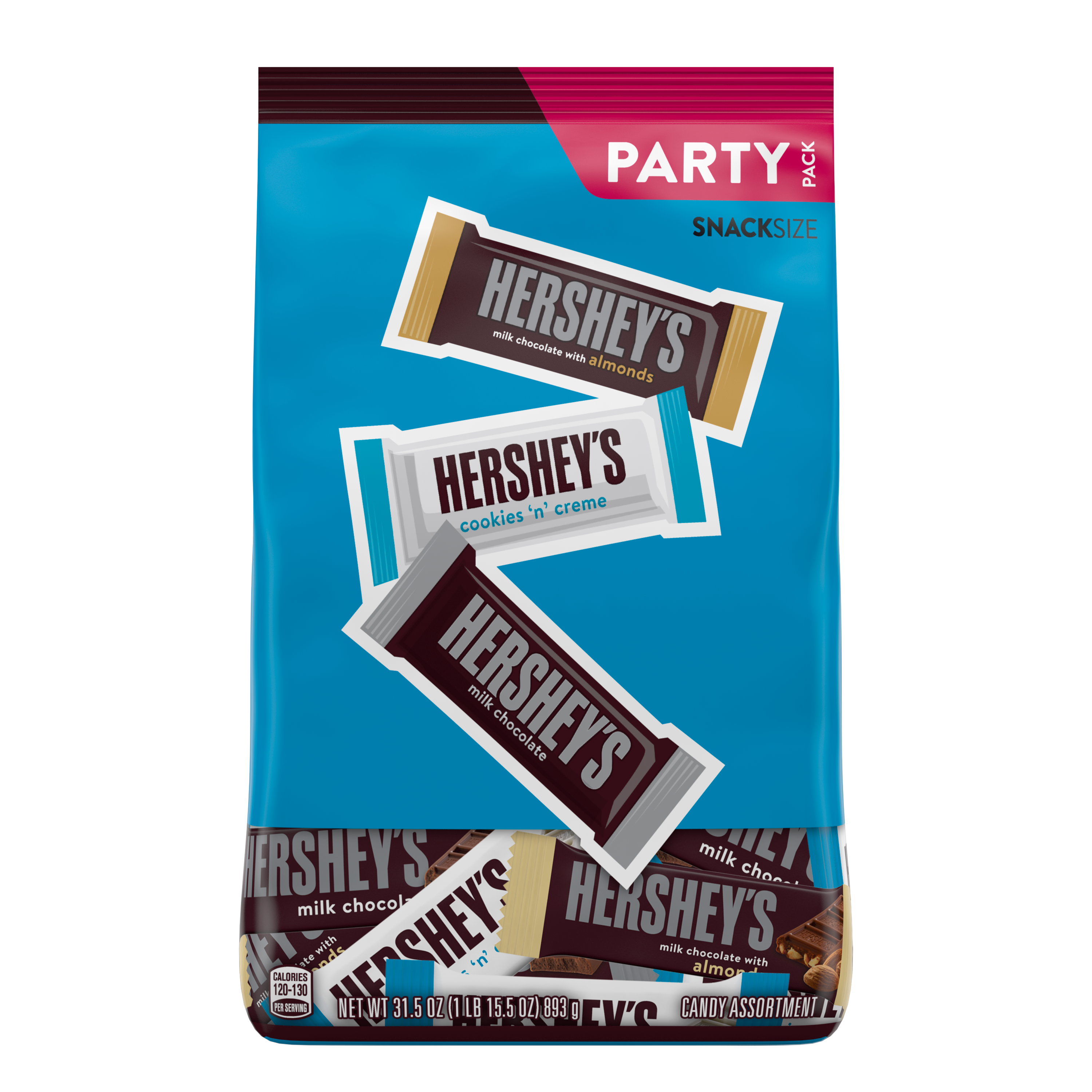 HERSHEY’S Snack Size Assortment, 31.5 oz bag - Front of Package