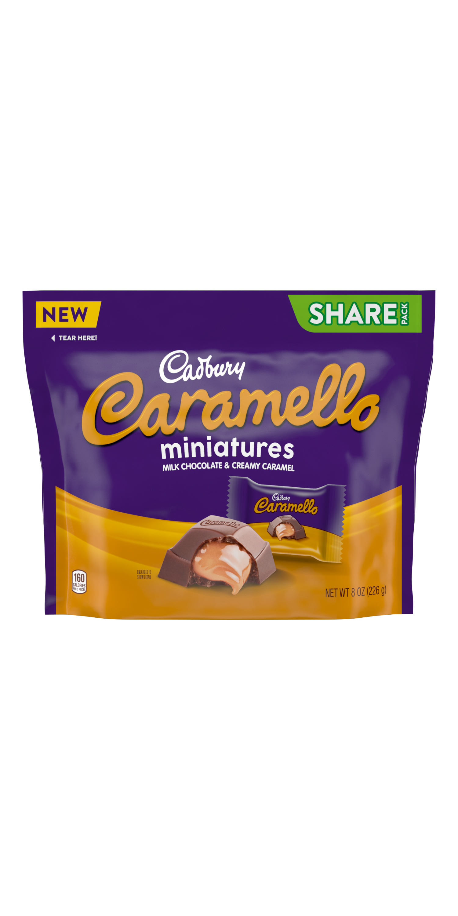 CADBURY CARAMELLO Miniatures Milk Chocolate & Creamy Caramel Candy, 8 oz pack - Front of Package 