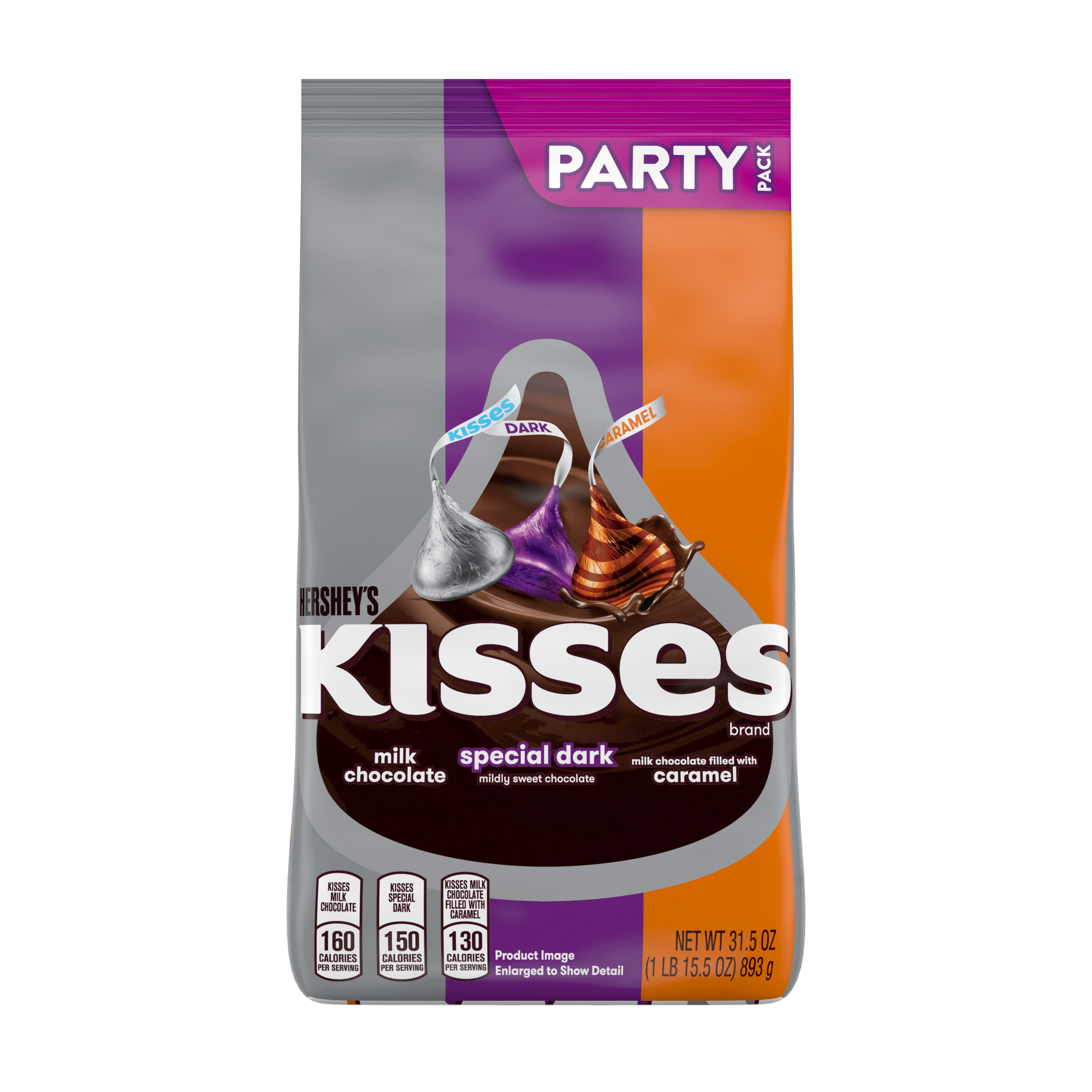 HERSHEY'S KISSES Snack Size Assortment, 31.5 oz pack - Front of Package