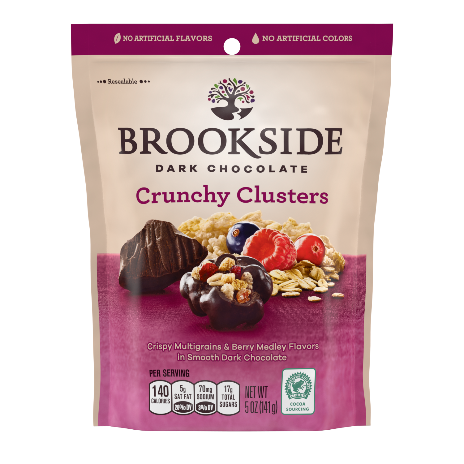 BROOKSIDE Crunchy Clusters Dark Chocolate Candy, 5 oz bag - Front of Package