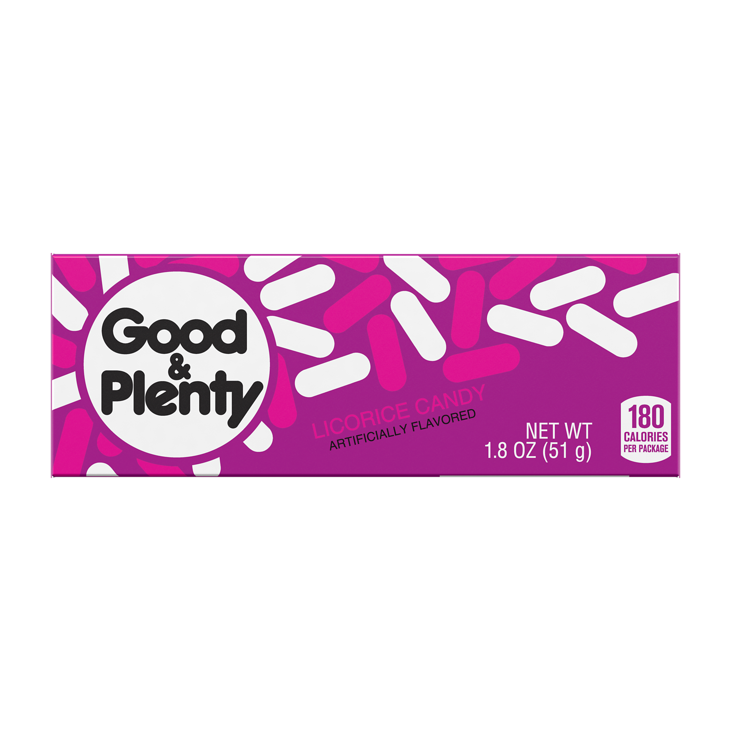 GOOD & PLENTY Licorice Candy, 1.8 oz box - Front of Package