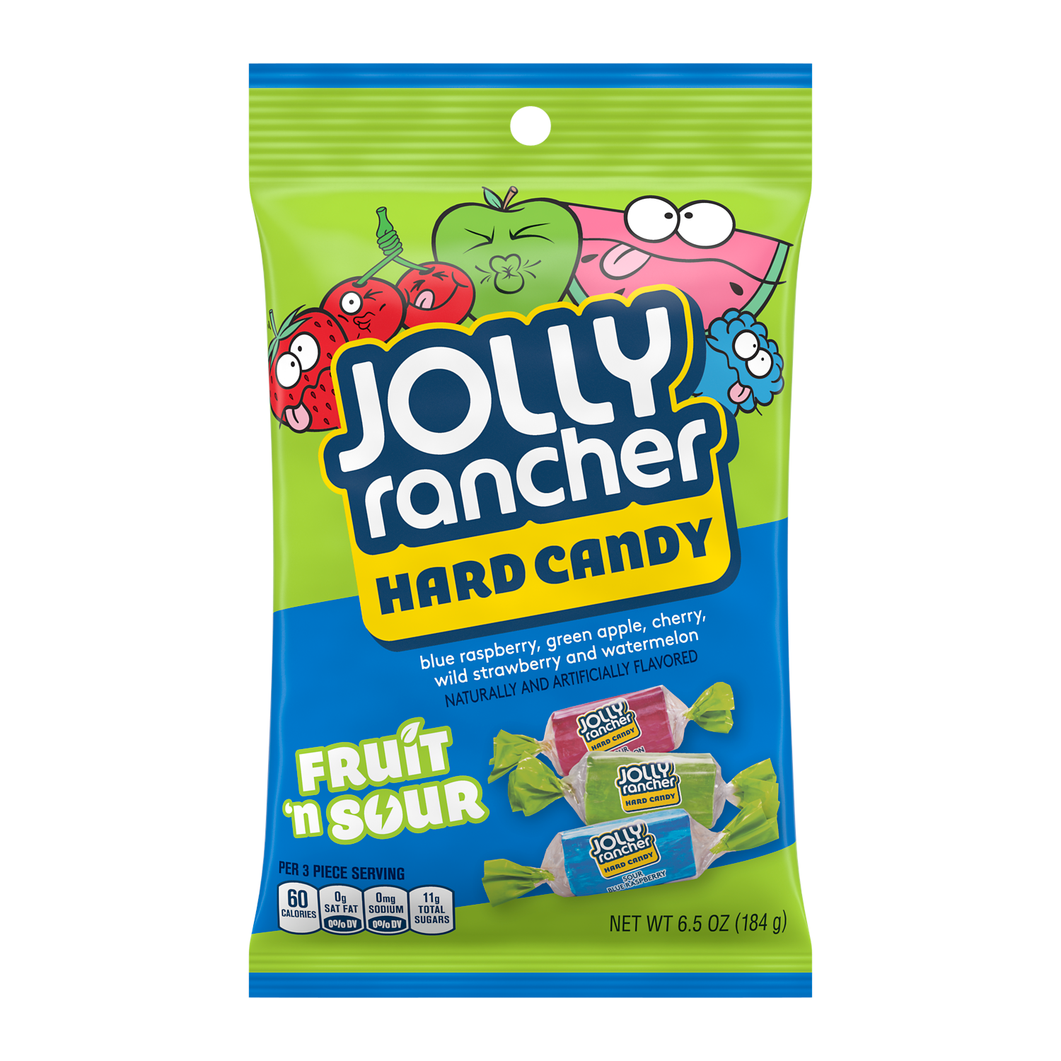 JOLLY RANCHER Fruit 'N Sour Hard Candy, 6.5 oz bag - Front of Package