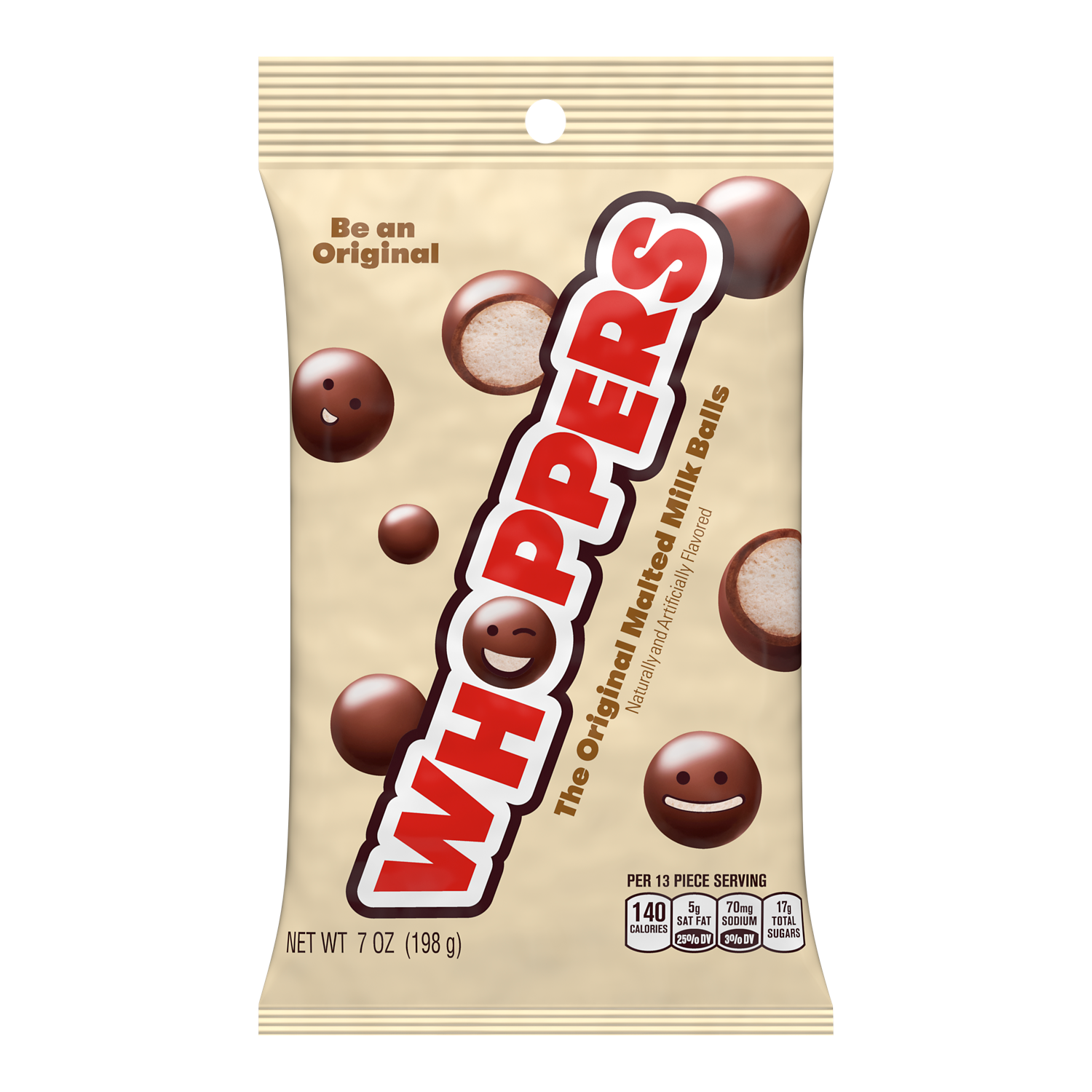 WHOPPERS Milk Chocolate Malted Milk Balls, 7 oz bag - Front of Package
