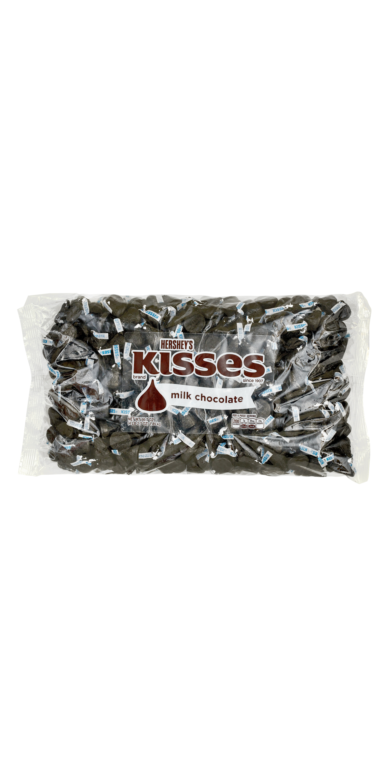 CancelSave & Close  HERSHEY'S KISSES Black Foil Milk Chocolate Candy, 66.7 oz bag - Front of Package