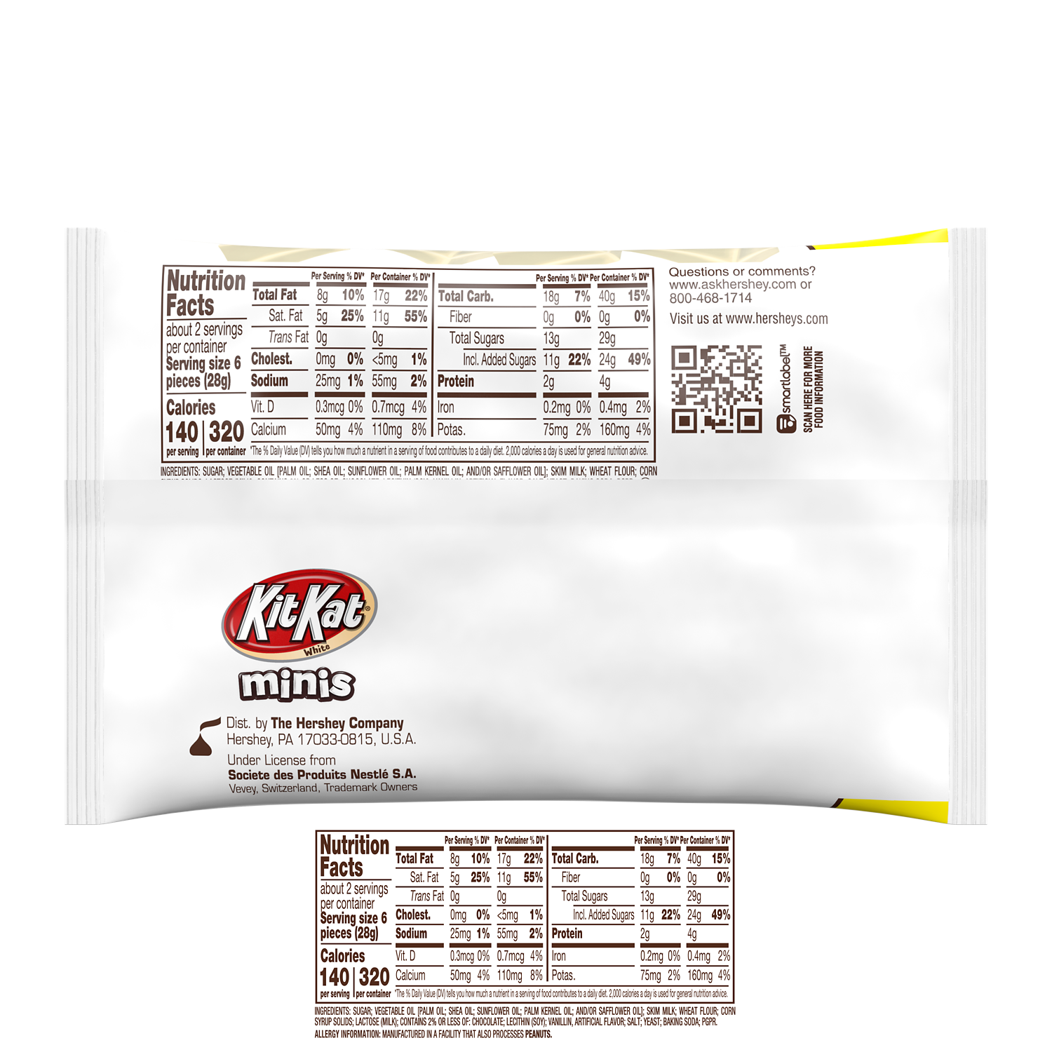 KIT KAT® Minis White Creme King Size Candy Bars, 2.2 oz bag