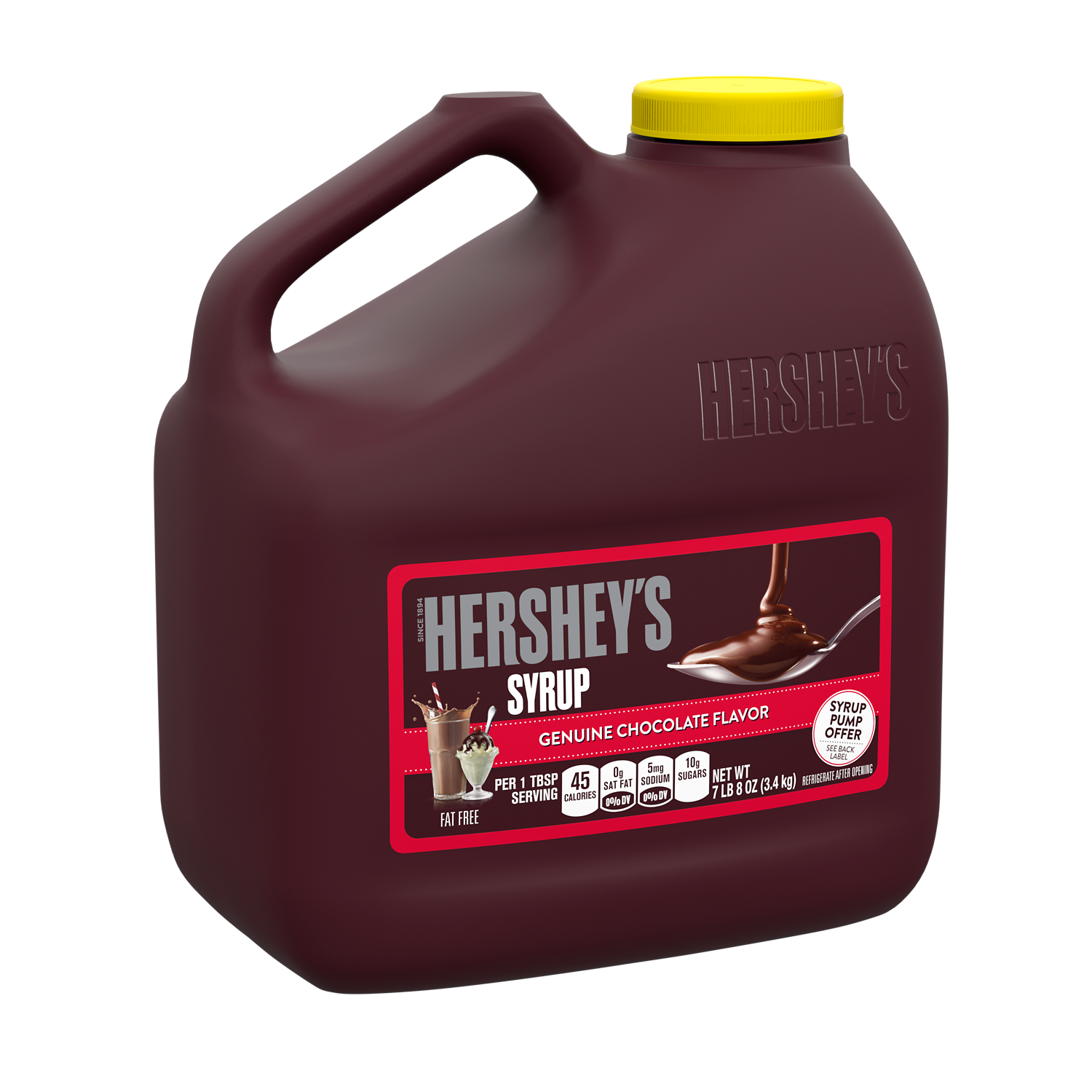 HERSHEY'S Chocolate Syrup, 120 oz jug - Left Side of Package