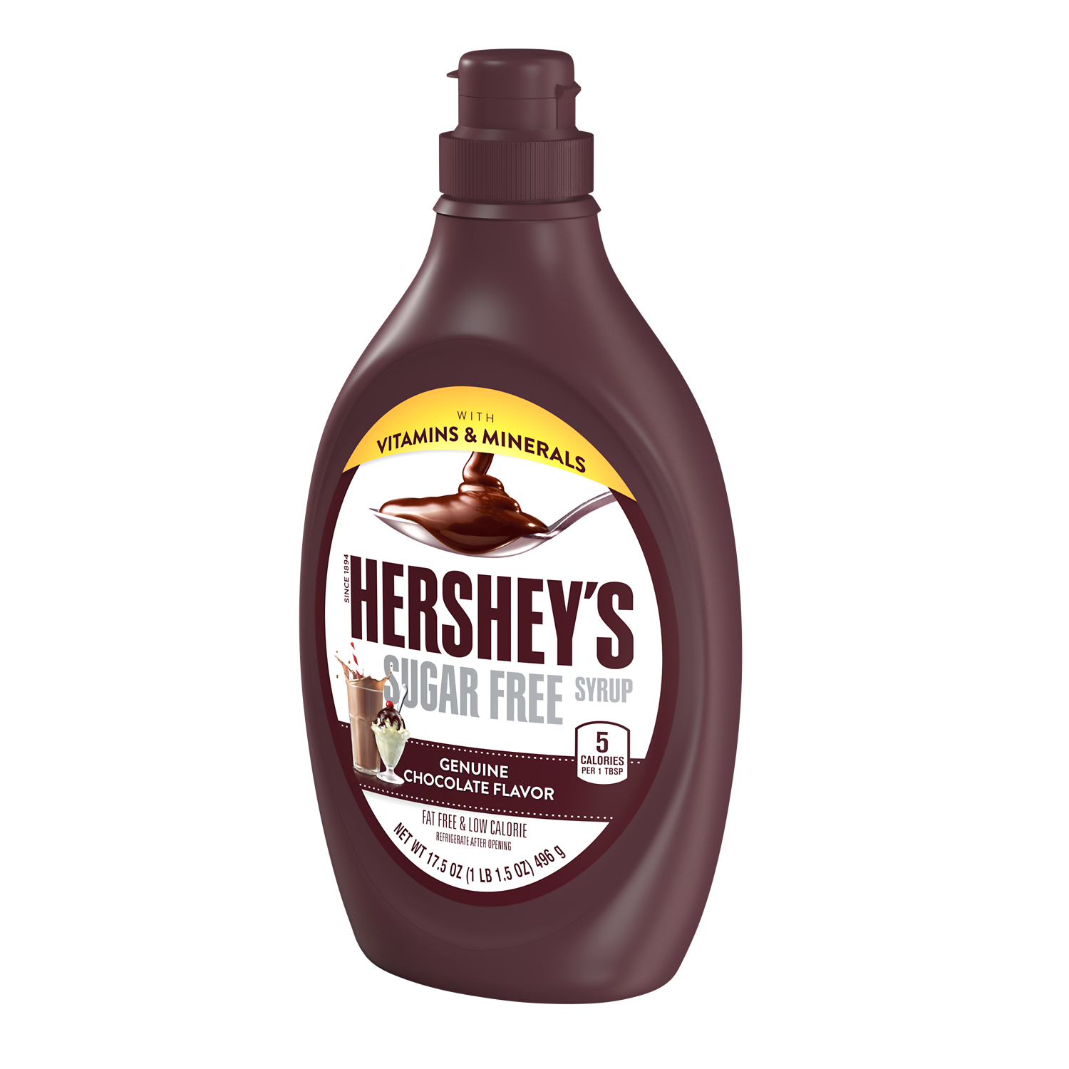 HERSHEY'S Sugar Free Chocolate Syrup, 17.5 oz bottle