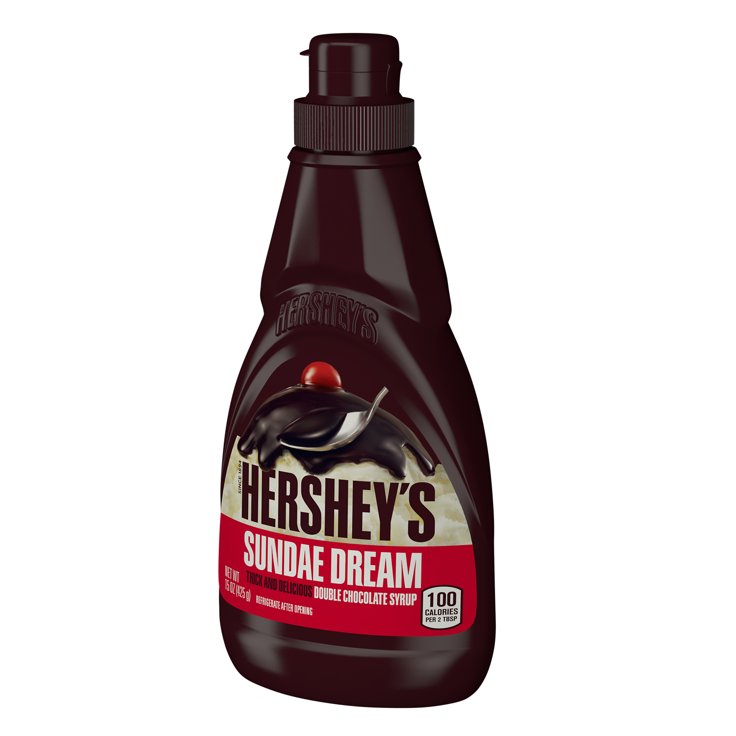 HERSHEY'S SUNDAE DREAM Double Chocolate Syrup, 15 oz bottle - Right Side of Package