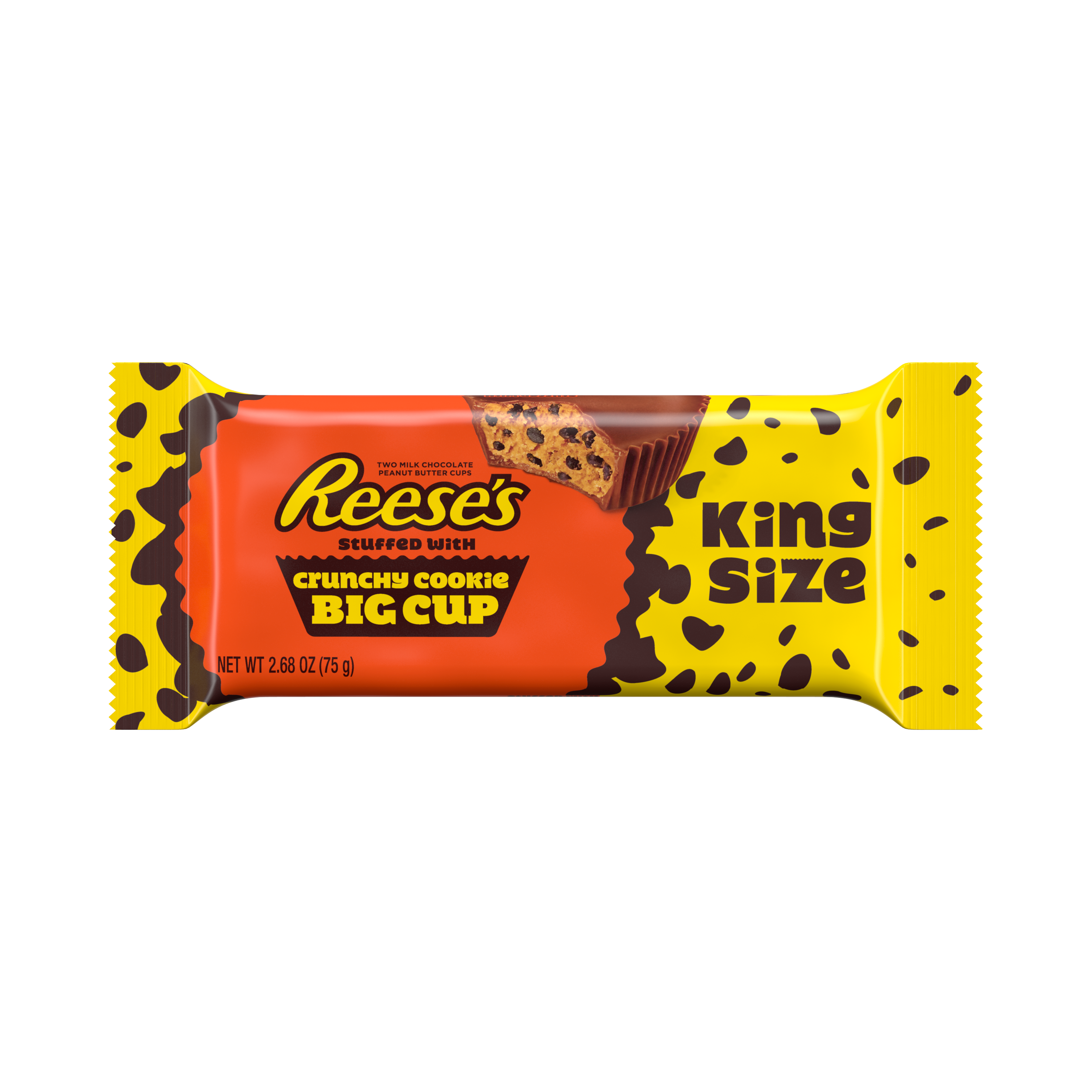 REESE'S Big Cup Stuffed With Crunchy Cookie King Size Peanut Butter Cups, 2.68 oz - Front of Package