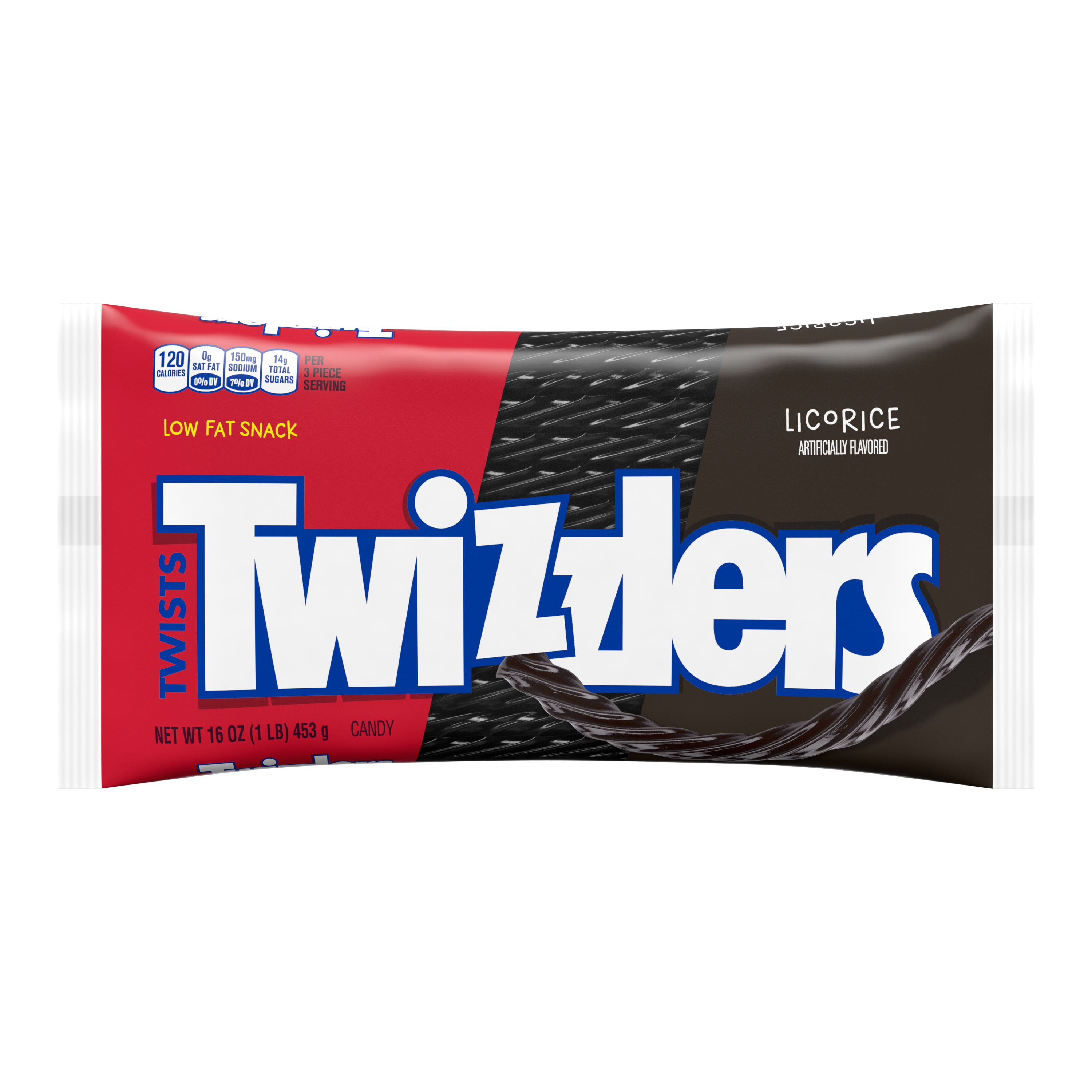 TWIZZLERS Twists Black Licorice Candy, 16 oz bag - Front of Package
