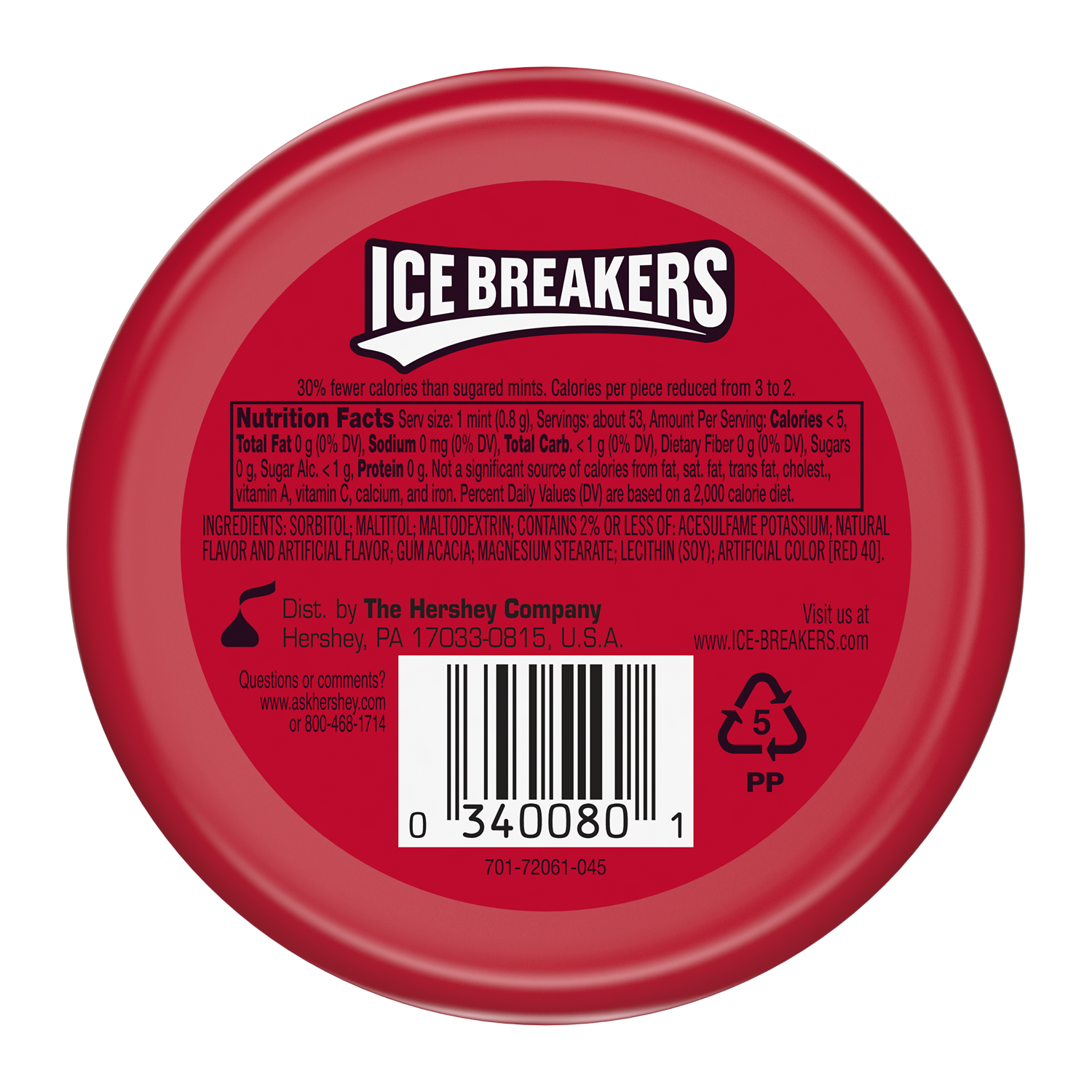 ICE BREAKERS Cinnamon Sugar Free Mints, 1.5 oz puck