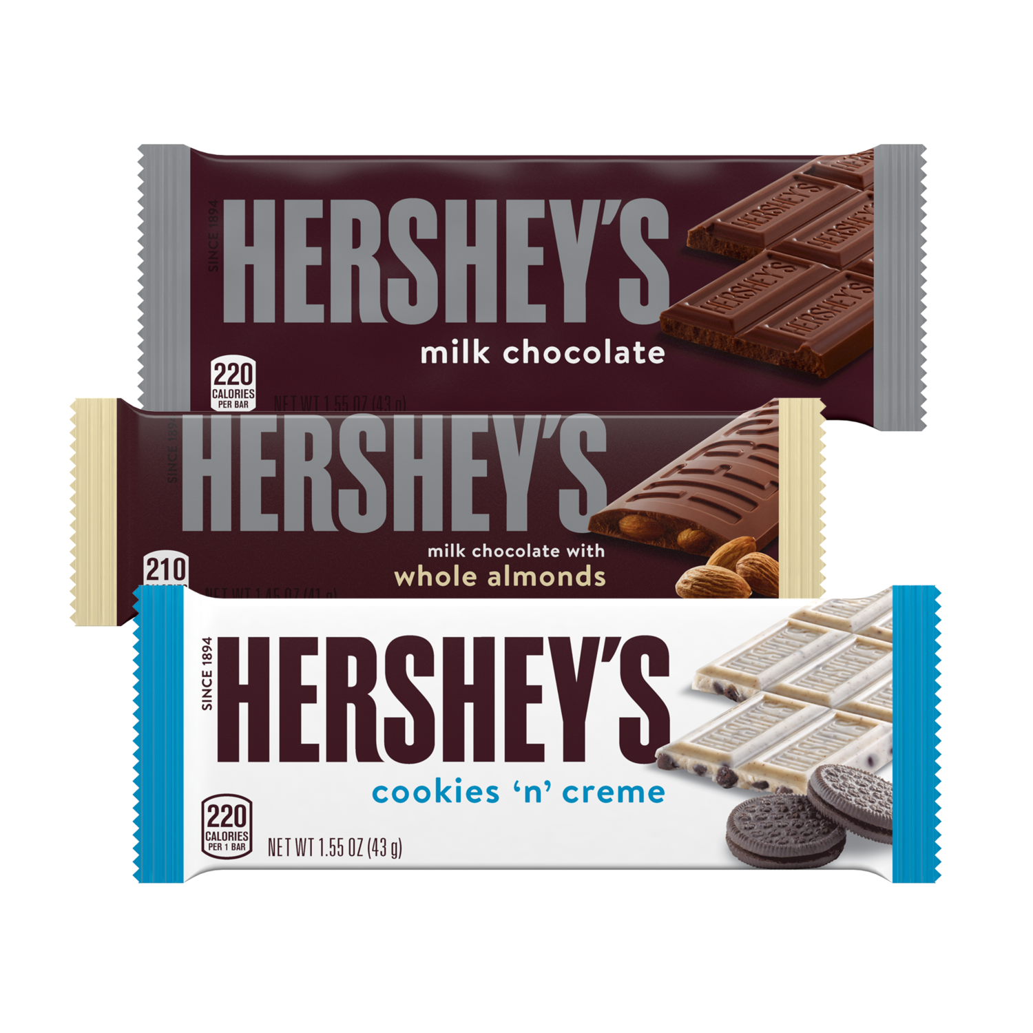 HERSHEY'S Variety Pack Candy Bars, 27.3 oz box, 18 count - Front of Package