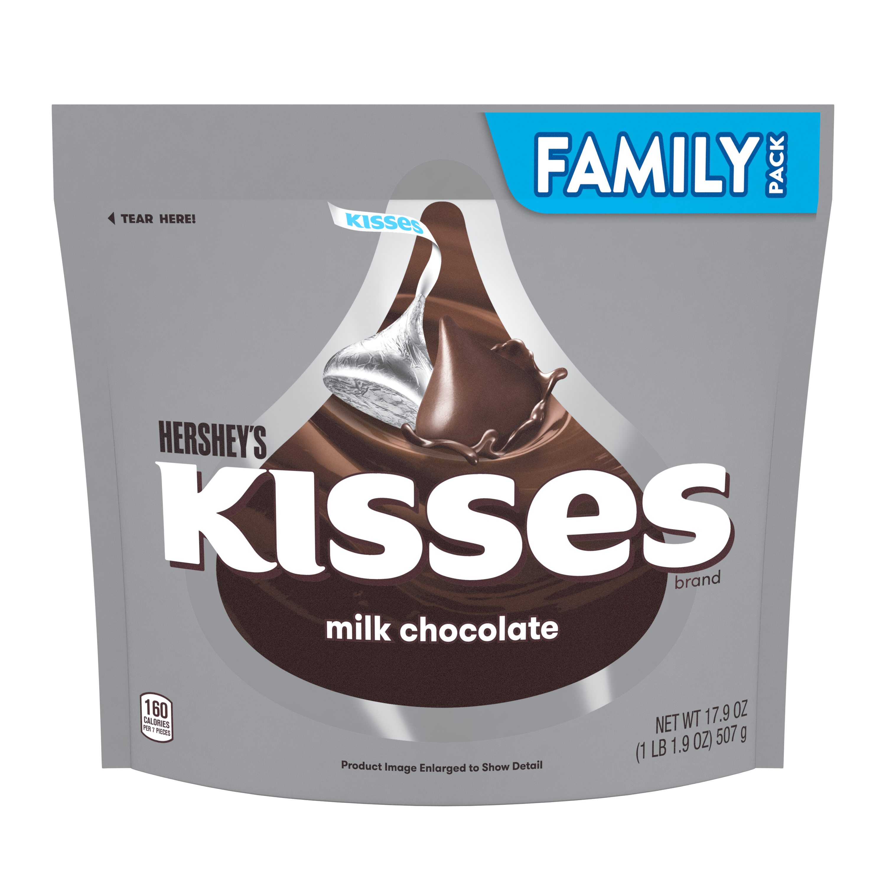HERSHEY'S KISSES Milk Chocolate Candy, 17.9 oz pack - Front of Package