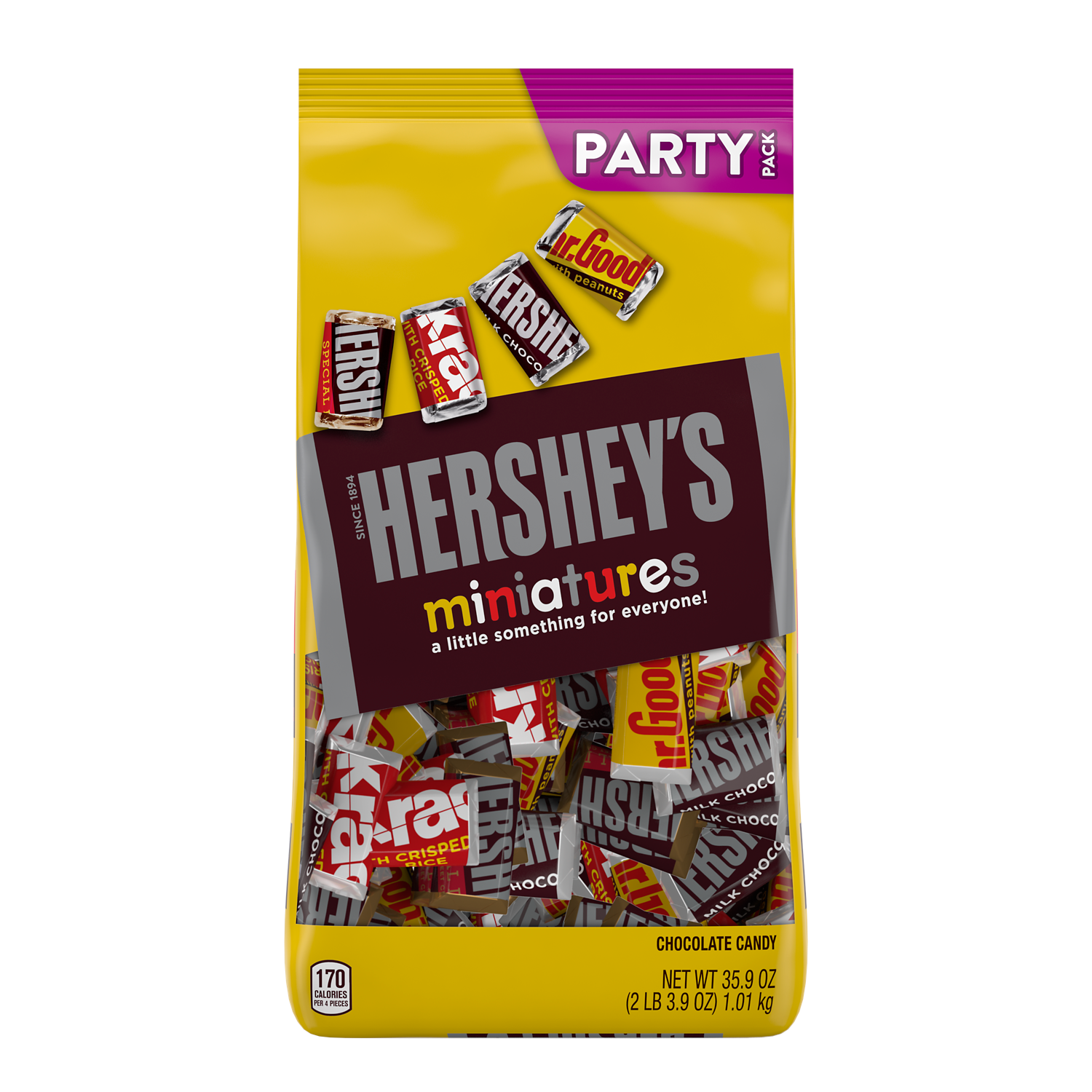 HERSHEY'S Miniatures Assortment, 35.6 oz pack, 9 count - Front of Package