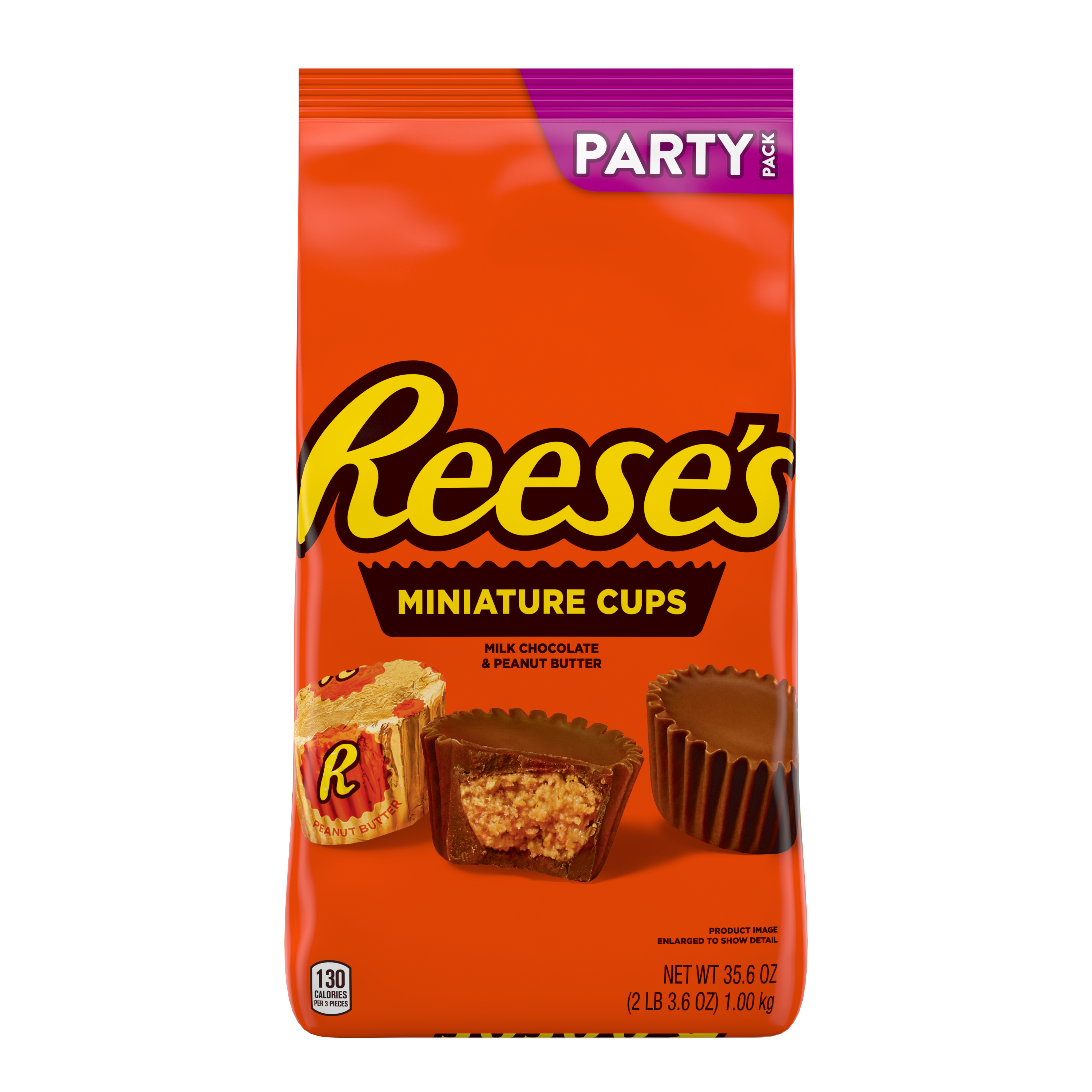 REESE'S Miniatures Milk Chocolate Peanut Butter Cups, 35.6 oz pack - Front of Package
