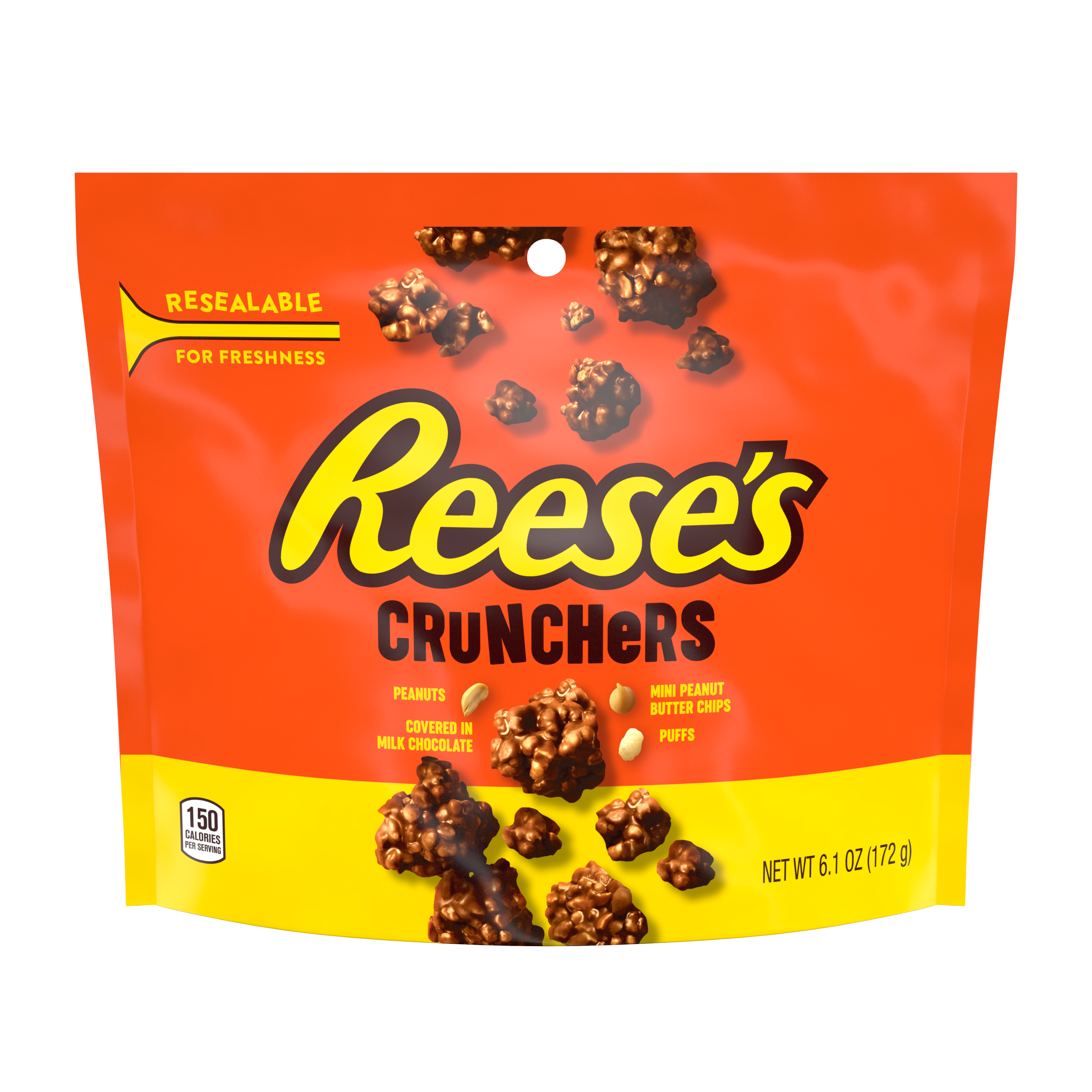 REESE'S CRUNCHERS Milk Chocolate Peanut Butter Snack, 6.1 oz bag - Front of Package