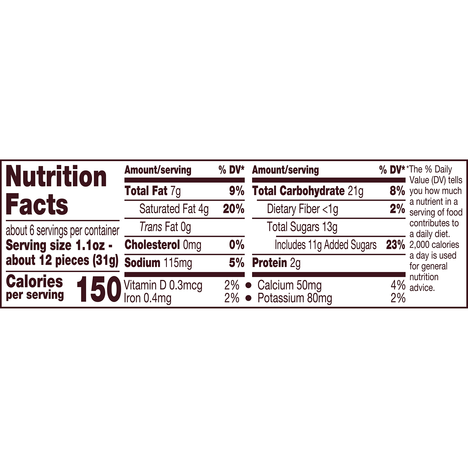 HERSHEY'S CRUNCHERS COOKIES 'N' CREME Candy, 6.1 oz bag - Nutritional Facts