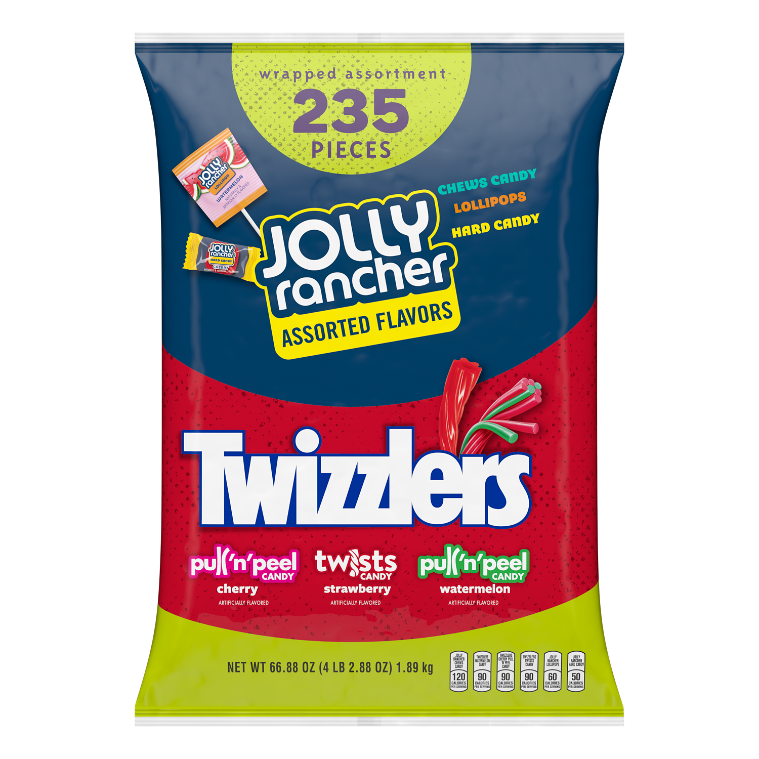JOLLY RANCHER & TWIZZLERS Assortment, 66.88 oz bag, 235 pieces - Front of Package