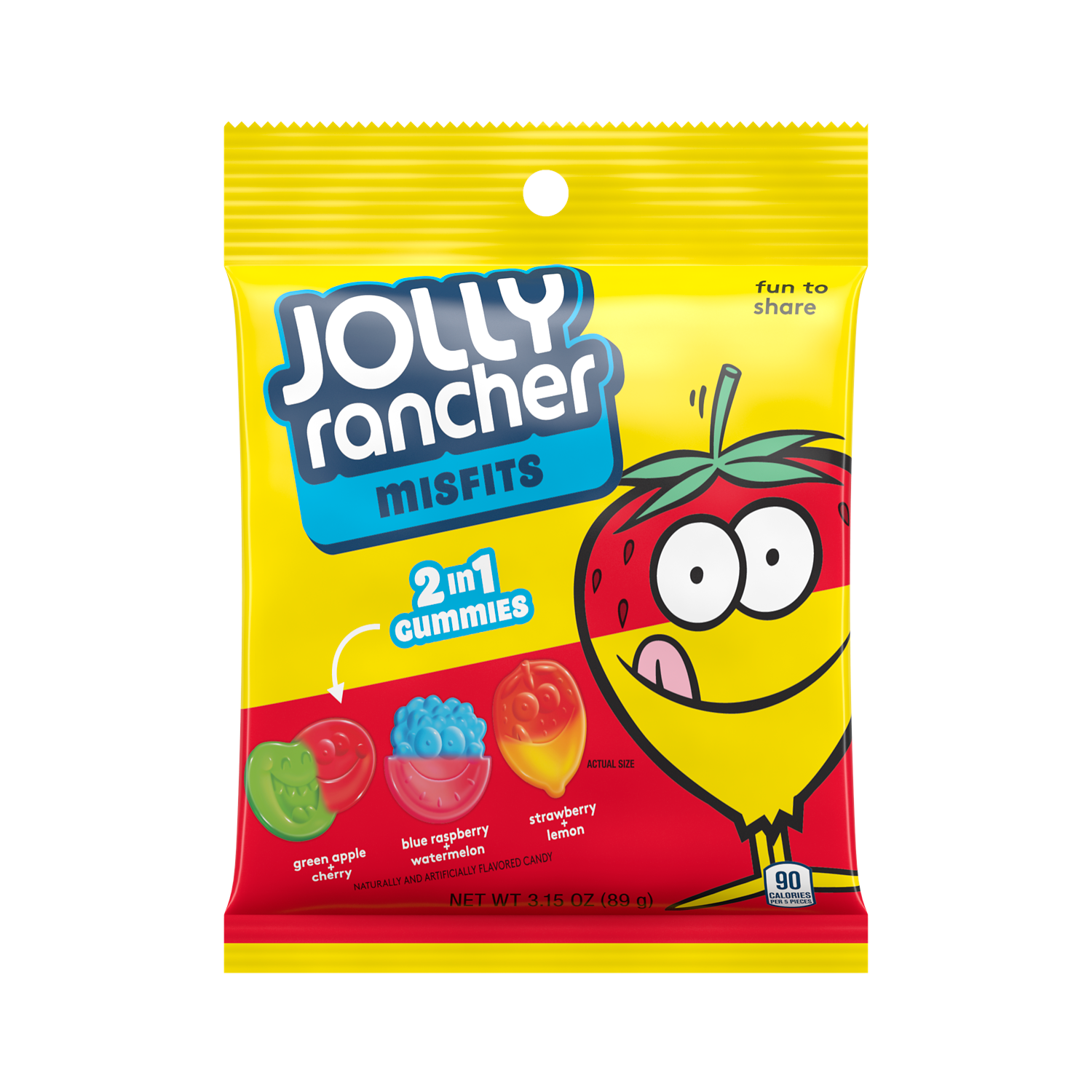 JOLLY RANCHER MISFITS Gummies, 3.15 oz bag - Front of Package