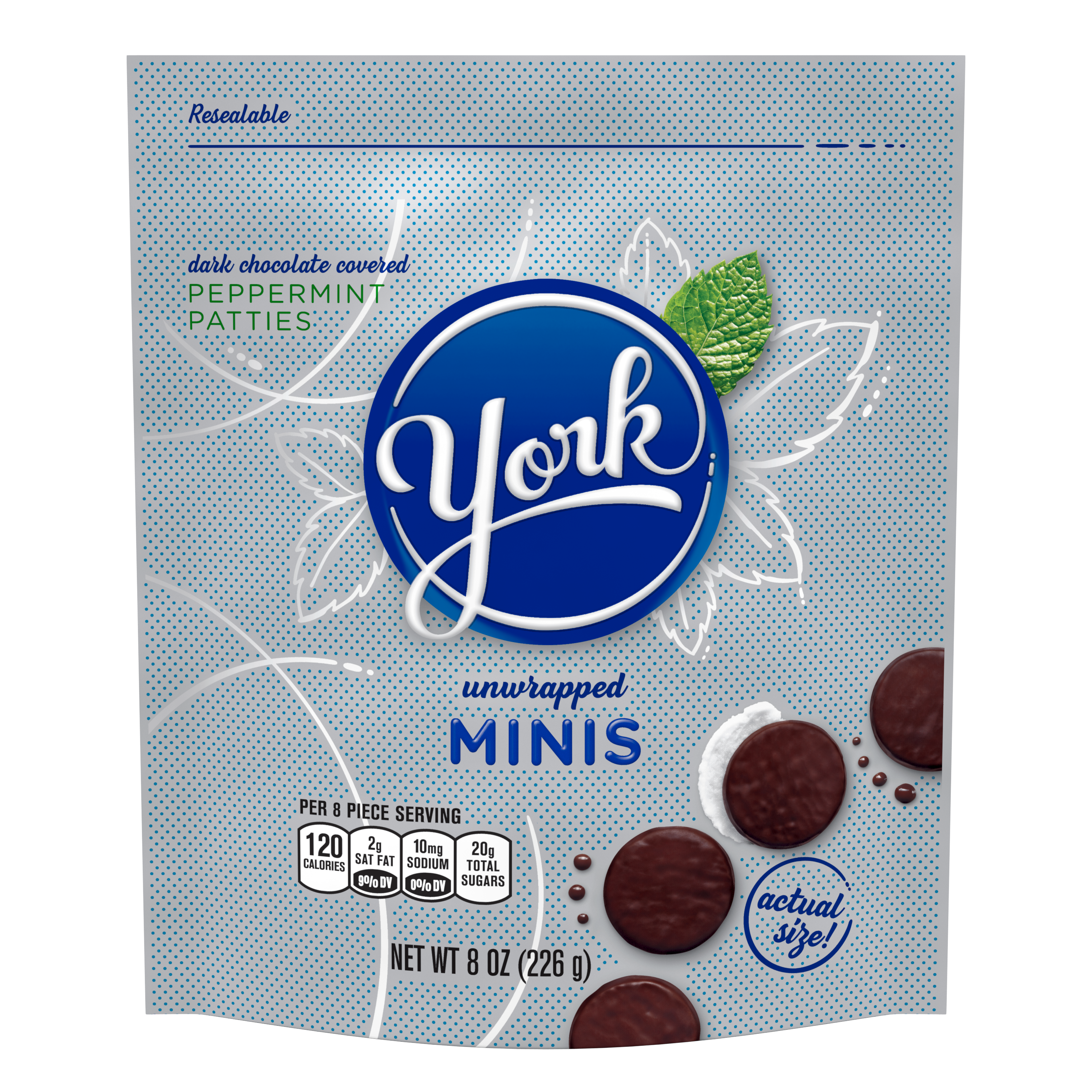 YORK Minis Dark Chocolate Peppermint Patties, 8 oz bag - Front of Package