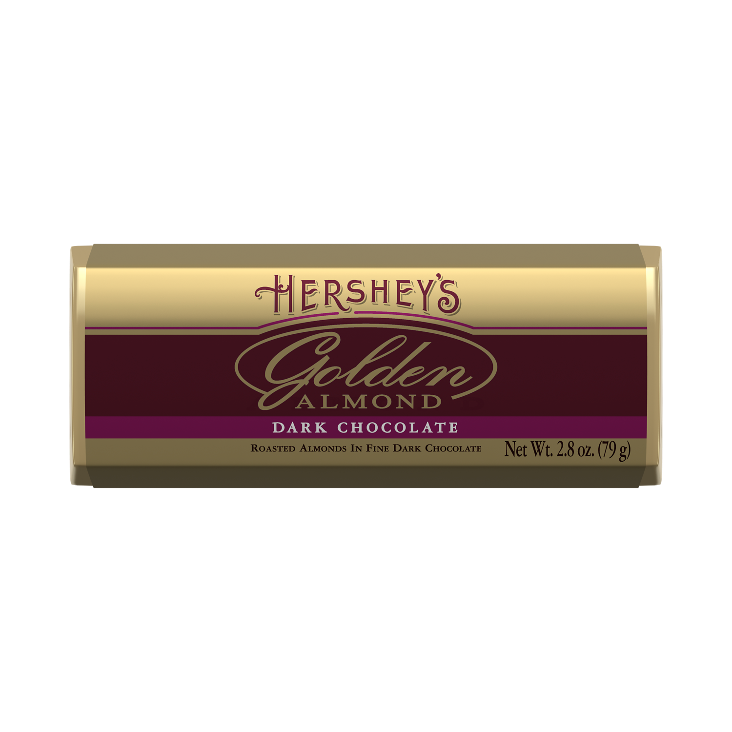HERSHEY'S GOLDEN ALMOND Dark Chocolate Candy Bars, 2.8 oz, 5 pack - Front of Package