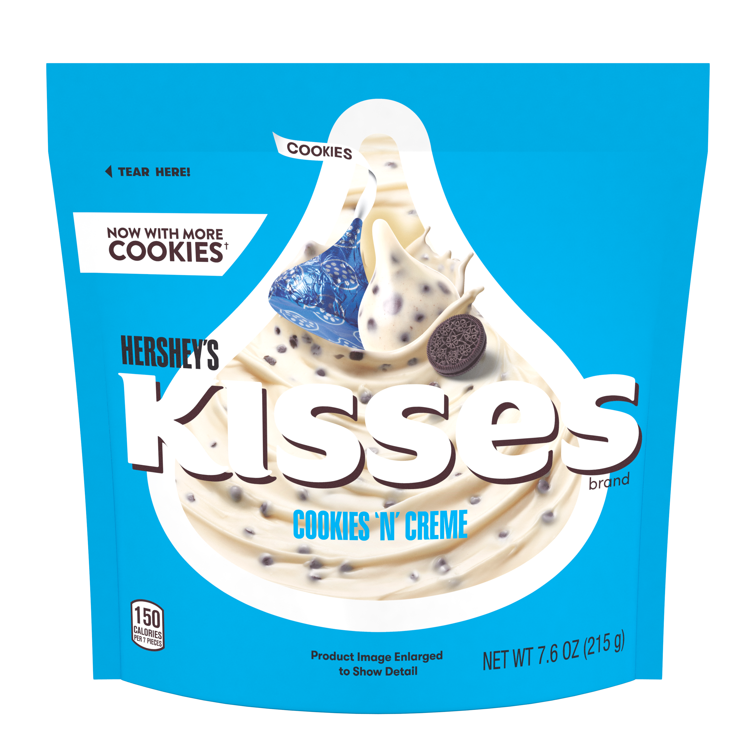 HERSHEY'S KISSES COOKIES 'N' CREME Candy, 7.6 oz pack - Front of Package