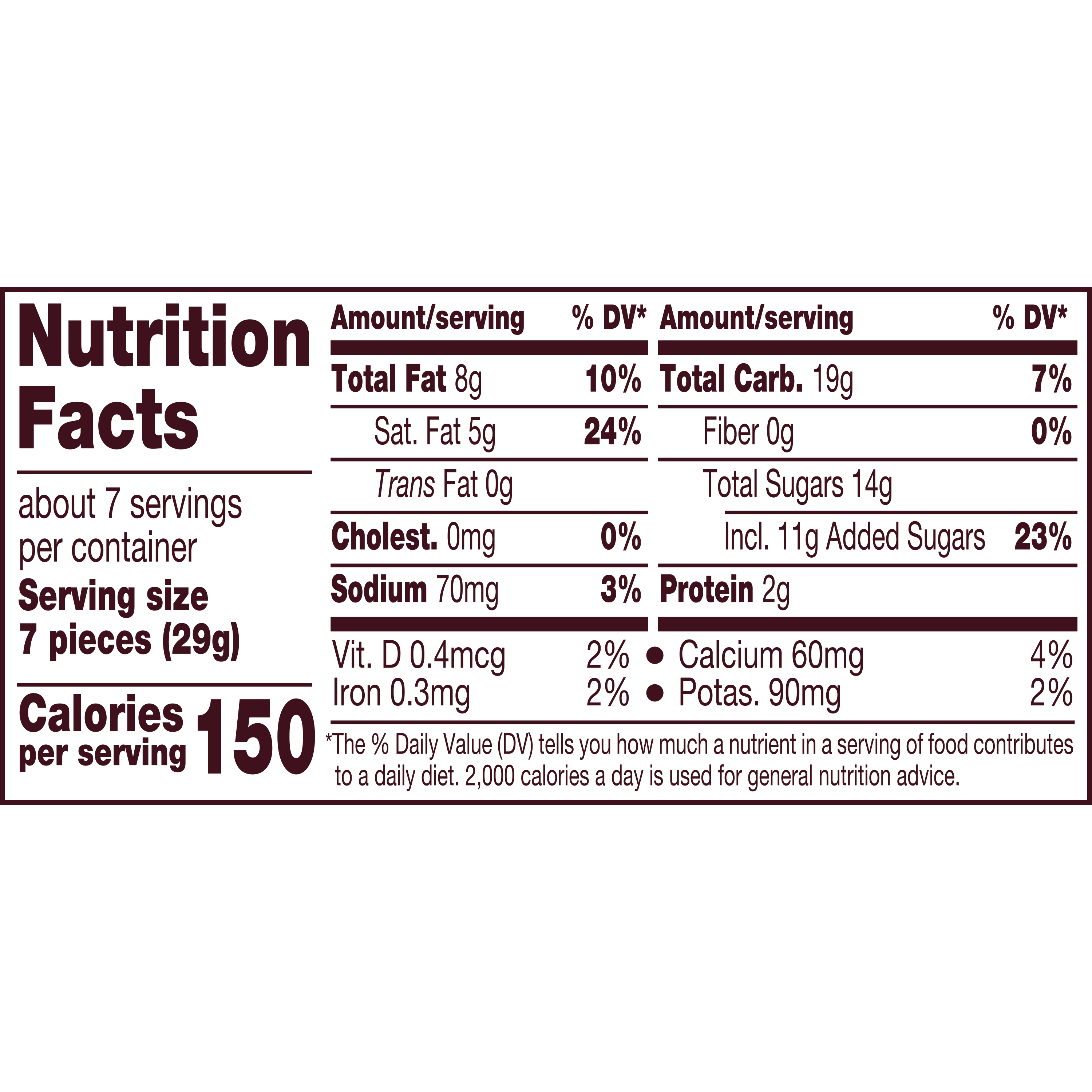 HERSHEY'S KISSES COOKIES 'N' CREME Candy, 7.6 oz pack - Nutritional Facts