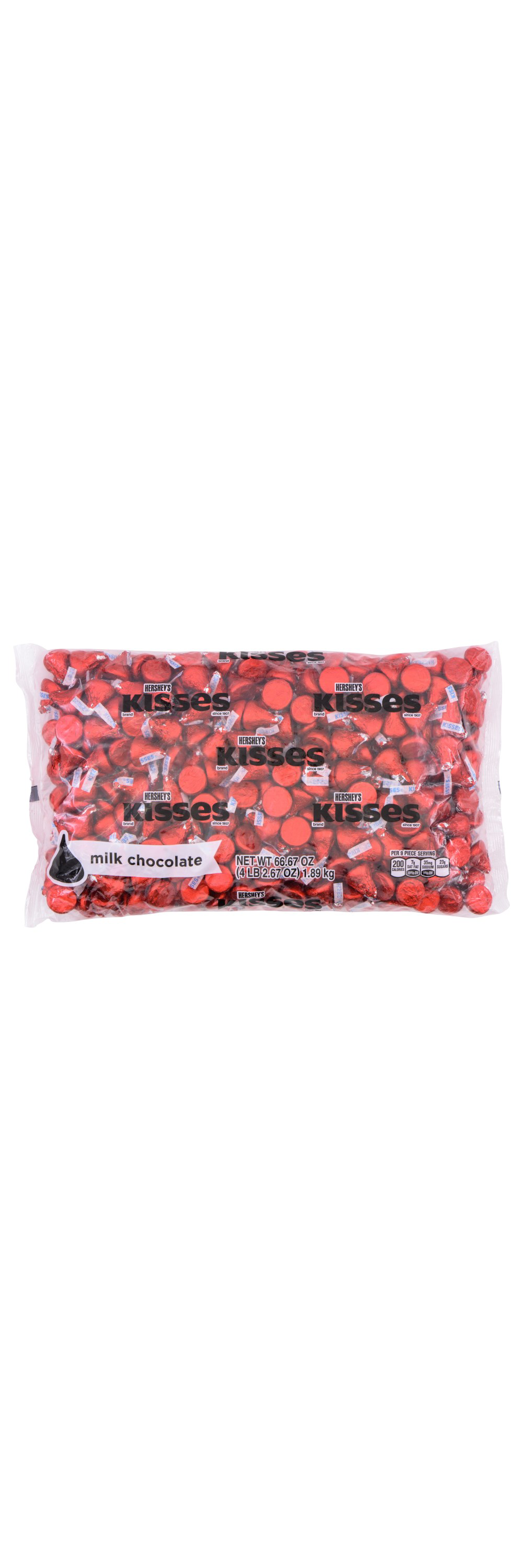 HERSHEY'S KISSES Red Foil Milk Chocolate Candy, 66.67 oz bag, 400 pieces - Front of Package