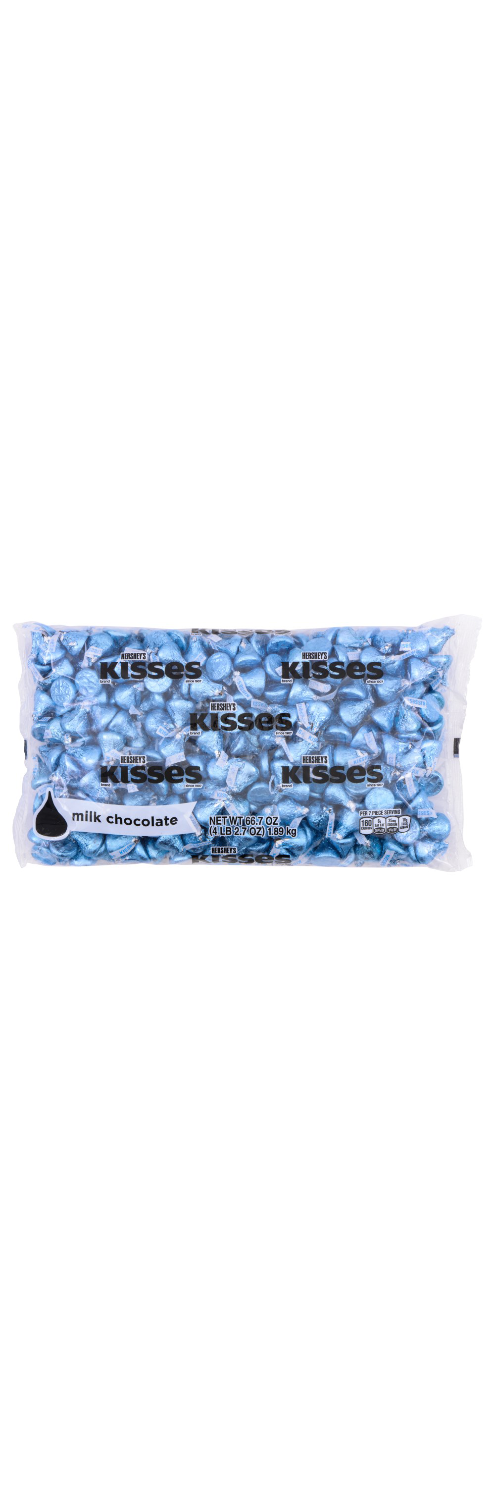 HERSHEY'S KISSES Light Blue Foil Milk Chocolate Candy, 66.7 oz bag - Front of Package