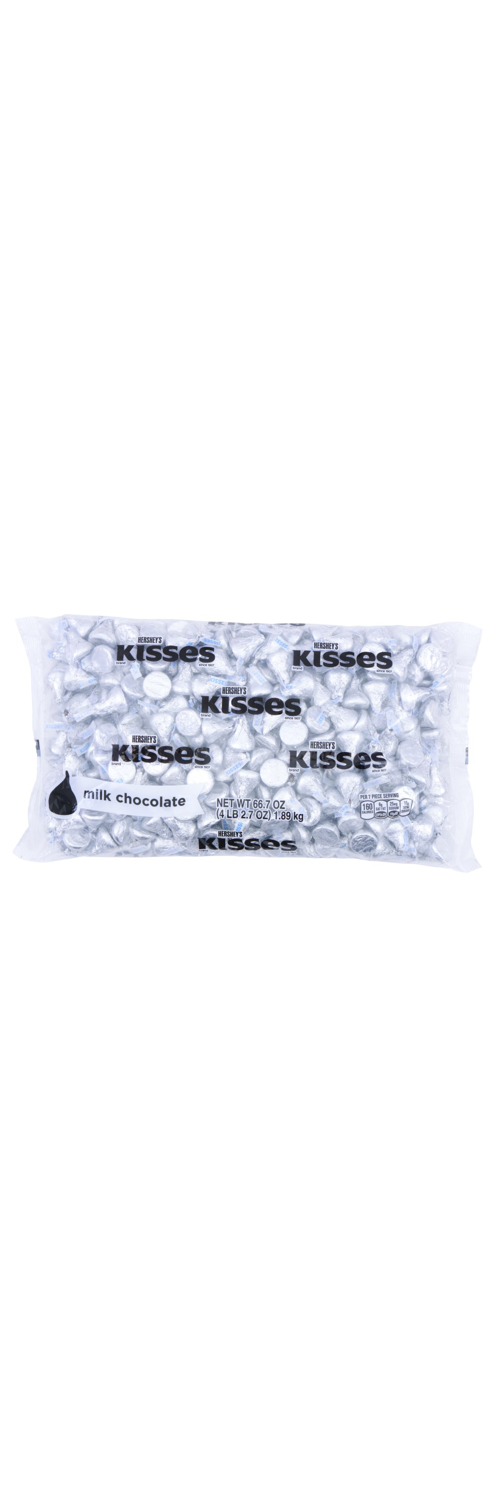 HERSHEY'S KISSES Silver Foil Milk Chocolate Candy, 66.7 oz bag - Front of Package