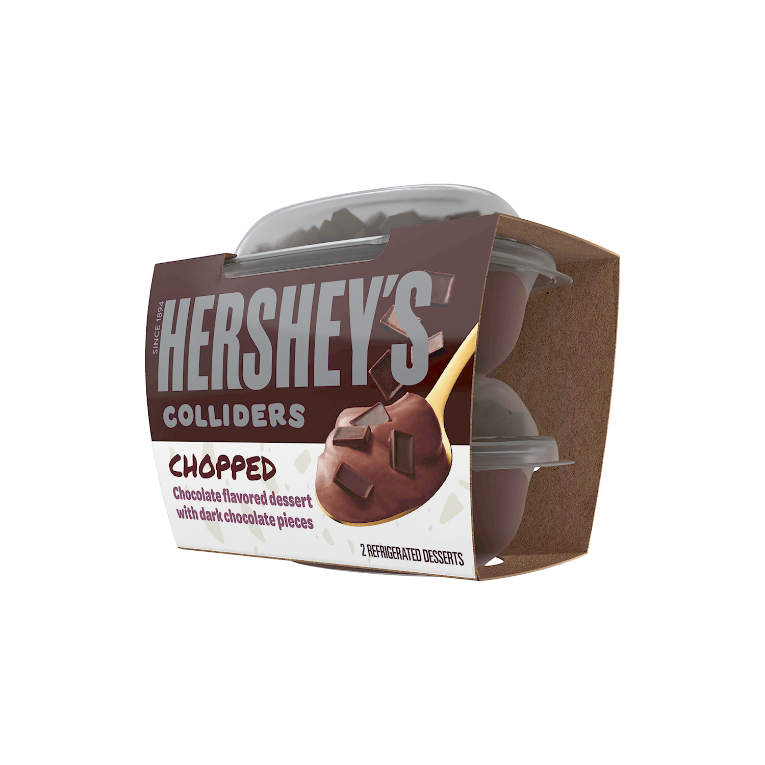 HERSHEY'S COLLIDERS™ Chopped Chocolate Dessert, 7 oz, 2 pack - Right of Package