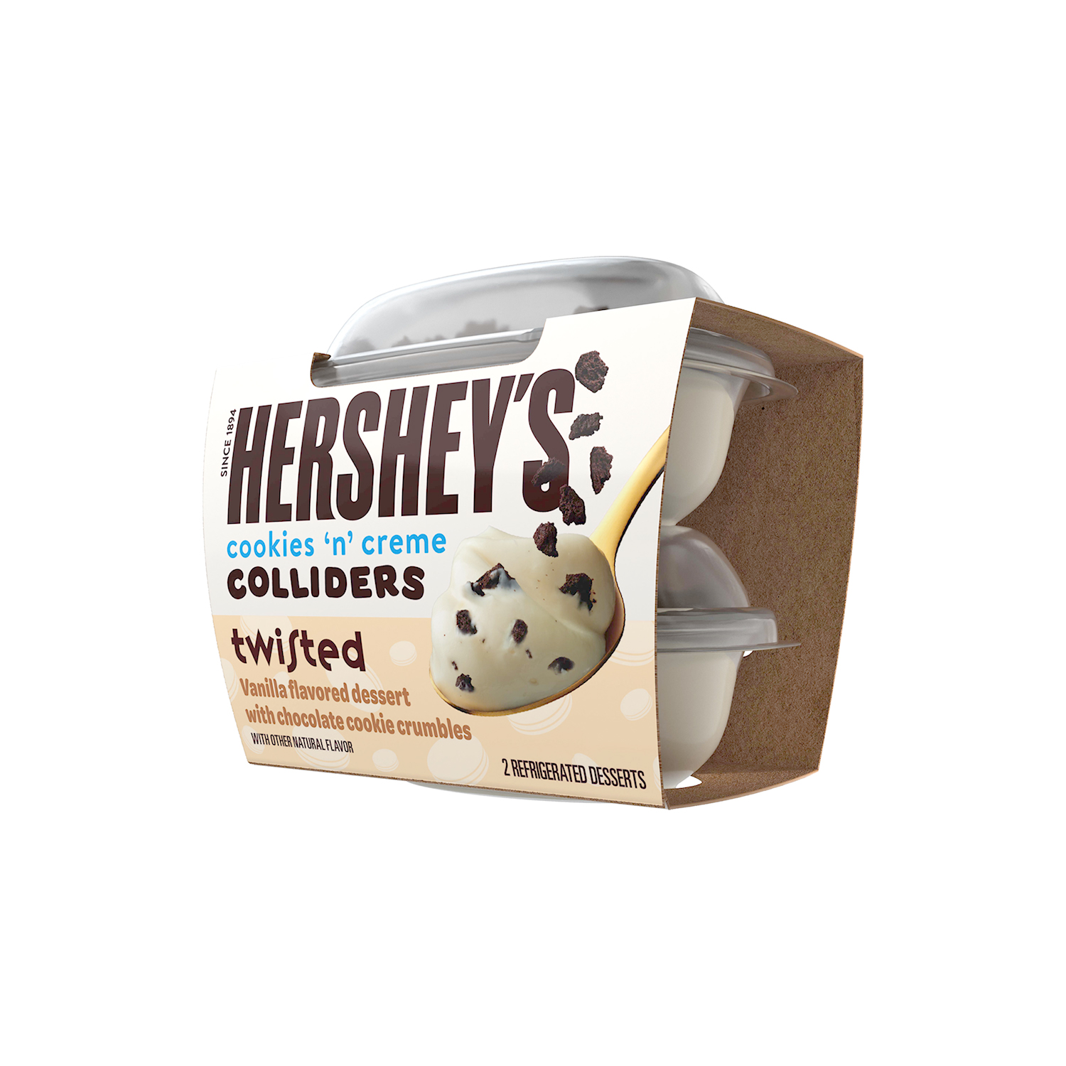 HERSHEY'S COLLIDERS™ Twisted COOKIES 'N' CREME Dessert, 7 oz, 2 pack - Right of Package
