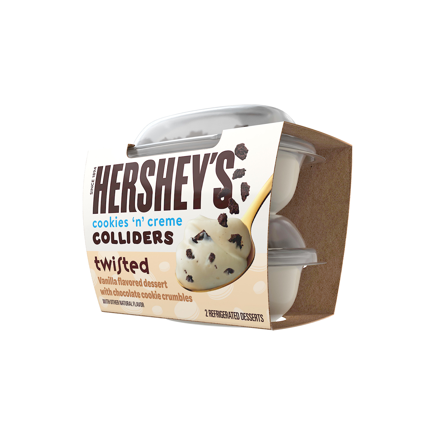 HERSHEY'S COLLIDERS™ Twisted Cookies ‘N’ Creme Dessert, 7 oz, 2 pack - Right of Package