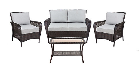 Hampton Bay Ellon 4 Piece Patio Deep Seating Set The Asd Canada