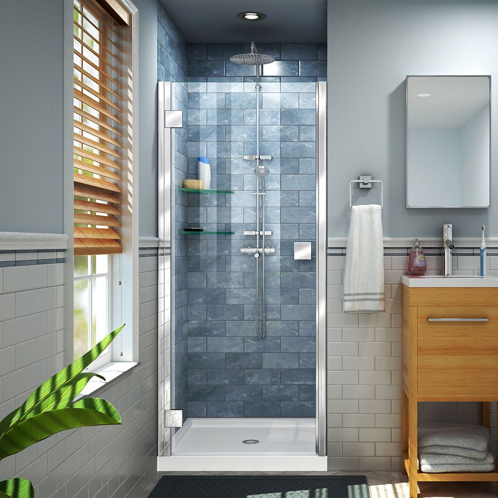 Dreamline Lumen 34 35 Inch W X 66 H Semi Frameless Hinged Dreamline Lumen 34 35 Inch W X 66 H Semi Frameless Hinged Shower Door In Chrome